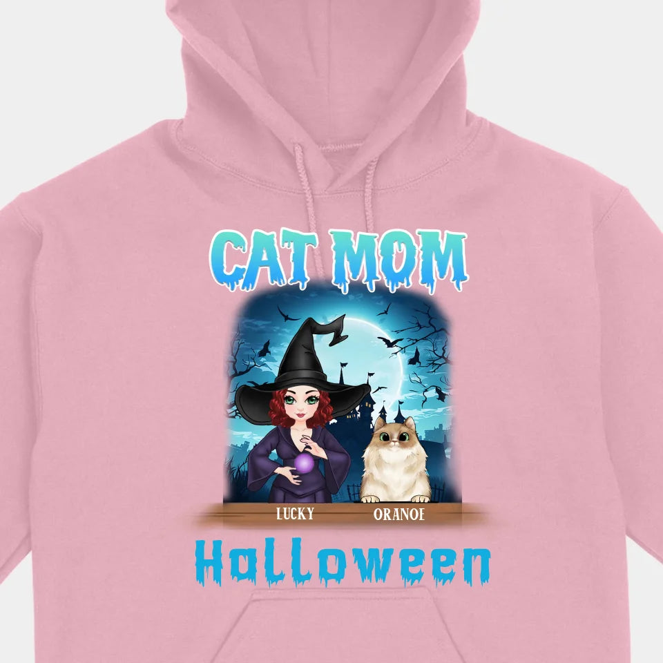 Halloween Cat Mom - Personalized Unisex T-shirts, Sweatshirts, Hoodies - Halloween Gift for Cat Lovers, Pet Lovers, Cat Mom