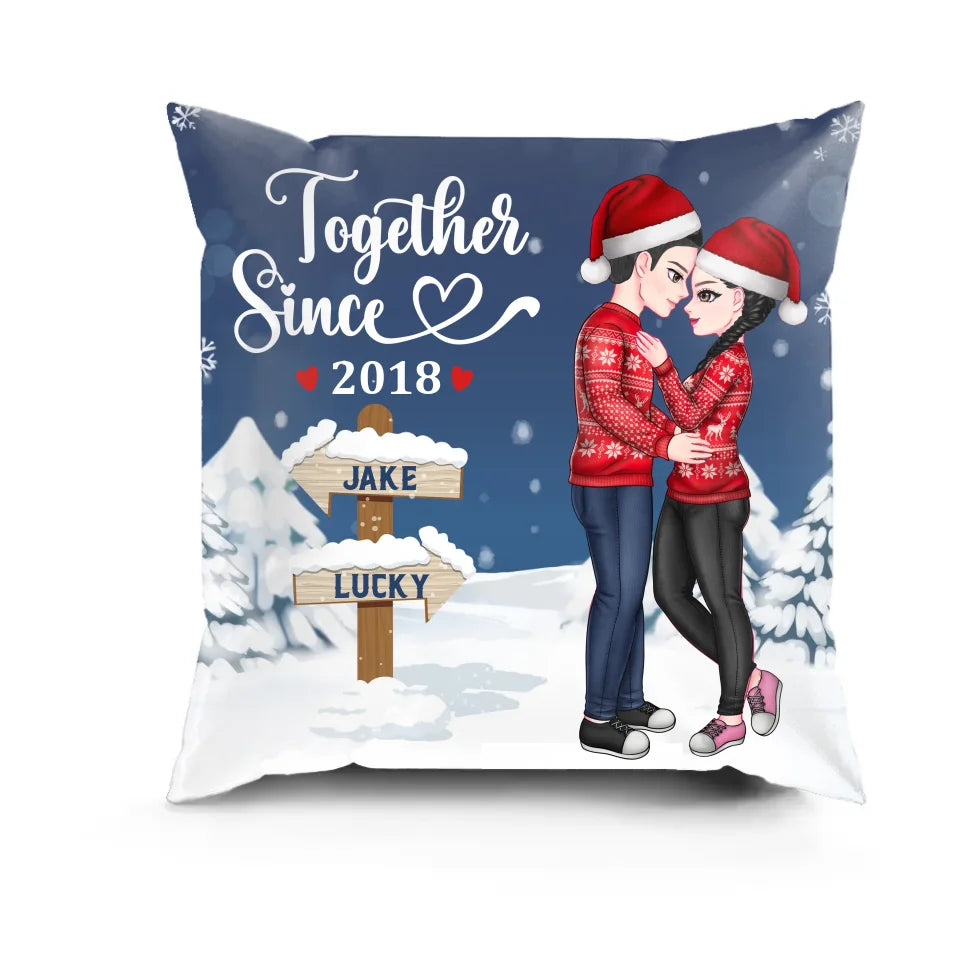 Together Since Years You're My Heart Beat - Couple Personalized Custom Pillow - Christmas Gift For Couples, Husband Wife, Anniversary