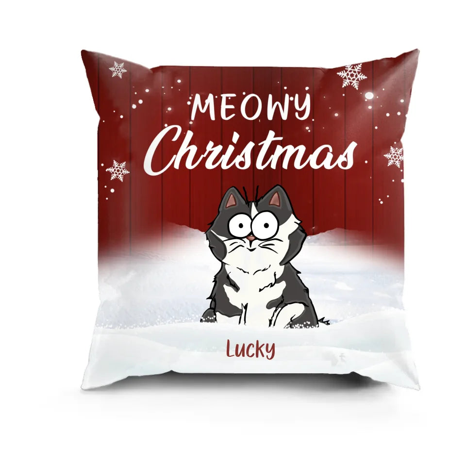 Meowy Christmas - Cat Personalized Custom Pillow - Christmas Gift For Pet Owners, Cat Owners, Cat Lovers