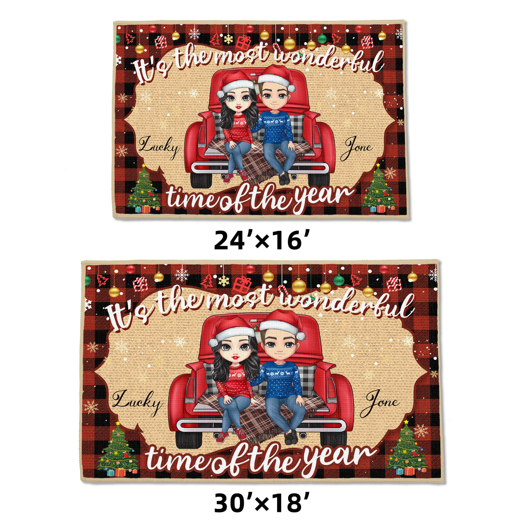 It's The Most Wonderful Time Of The Year - Christmas Personalized Decorative Mat, Doormat - Christmas Gifts For Lovers, Couples, Husband Wife, Anniversary