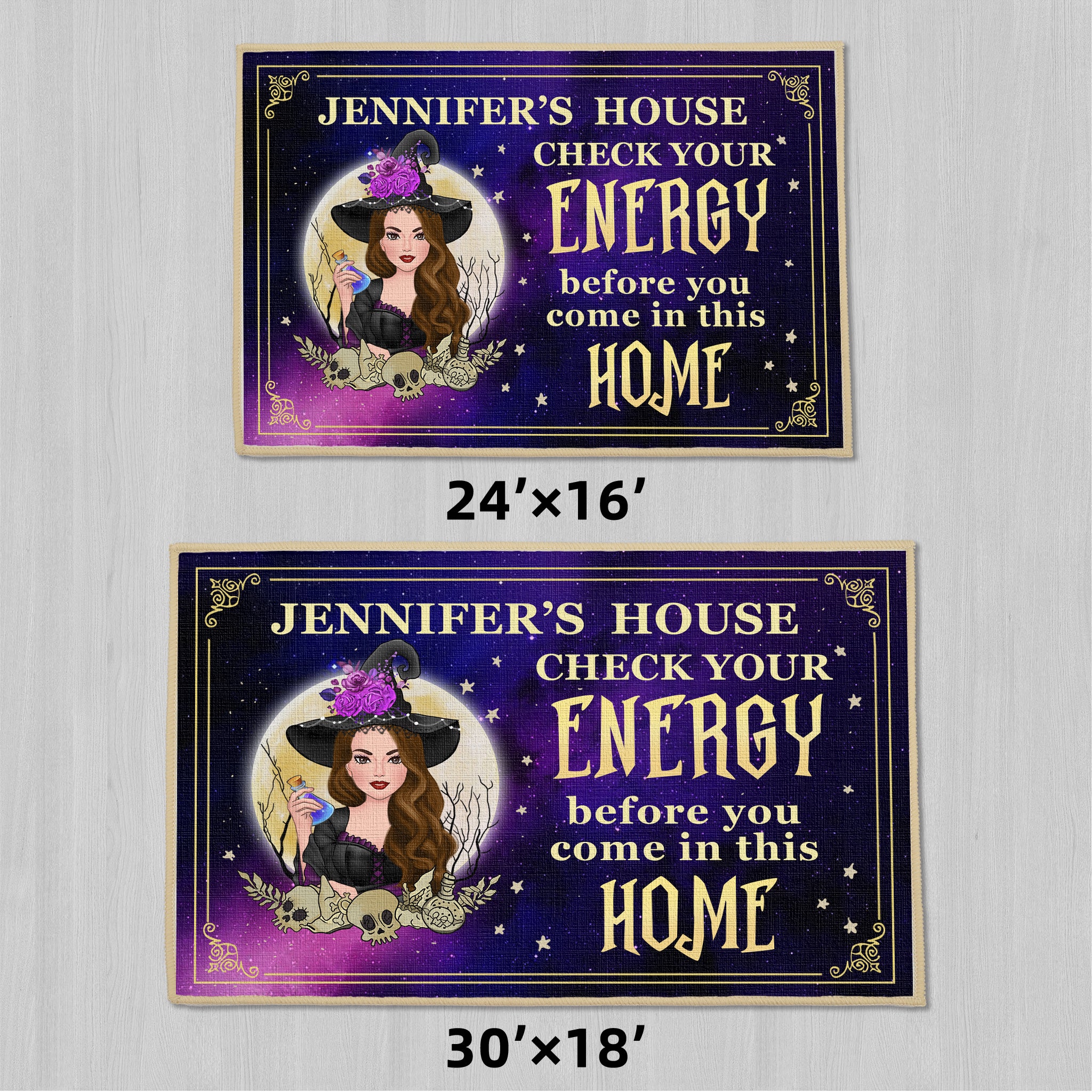 Check Your Energy Before You Come In This Home - Personalized Witch Decorative Mat, Doormat - Gift For Witches, Friendsn Or Yourself, Halloween Gift