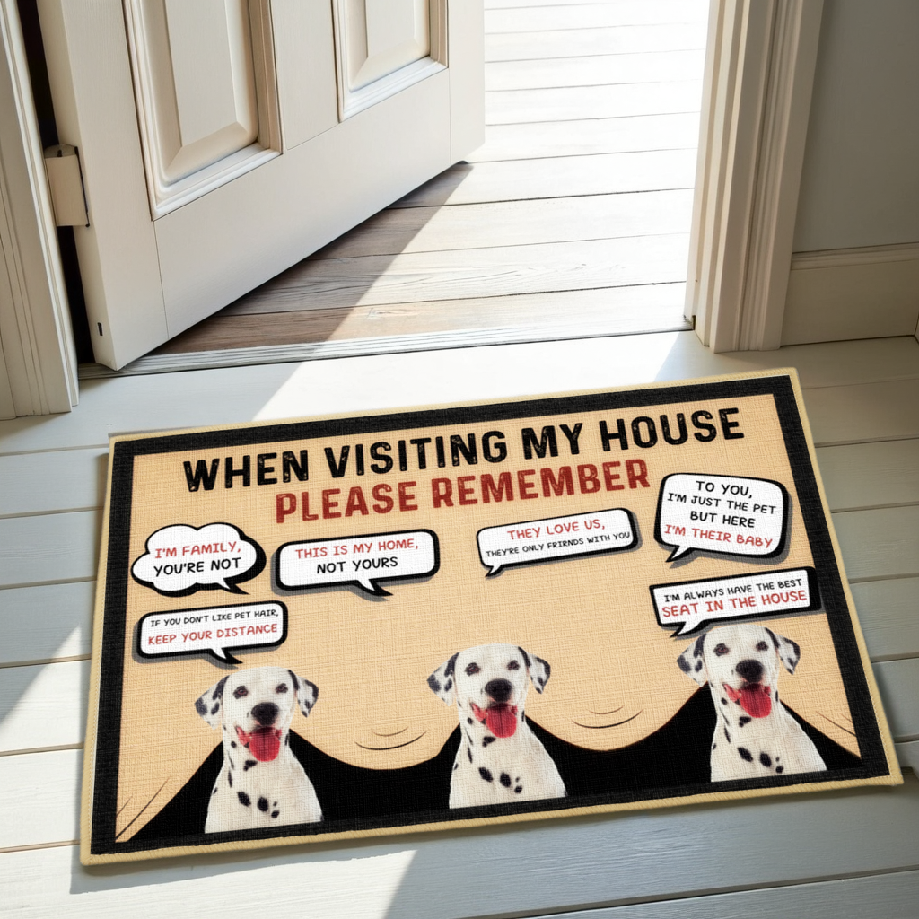 Custom Photo When Visiting My House Must Be Approved By This Dog - Dog & Cat Personalized Custom Doormat - House Warming Gift For Pet Owners, Pet Lovers