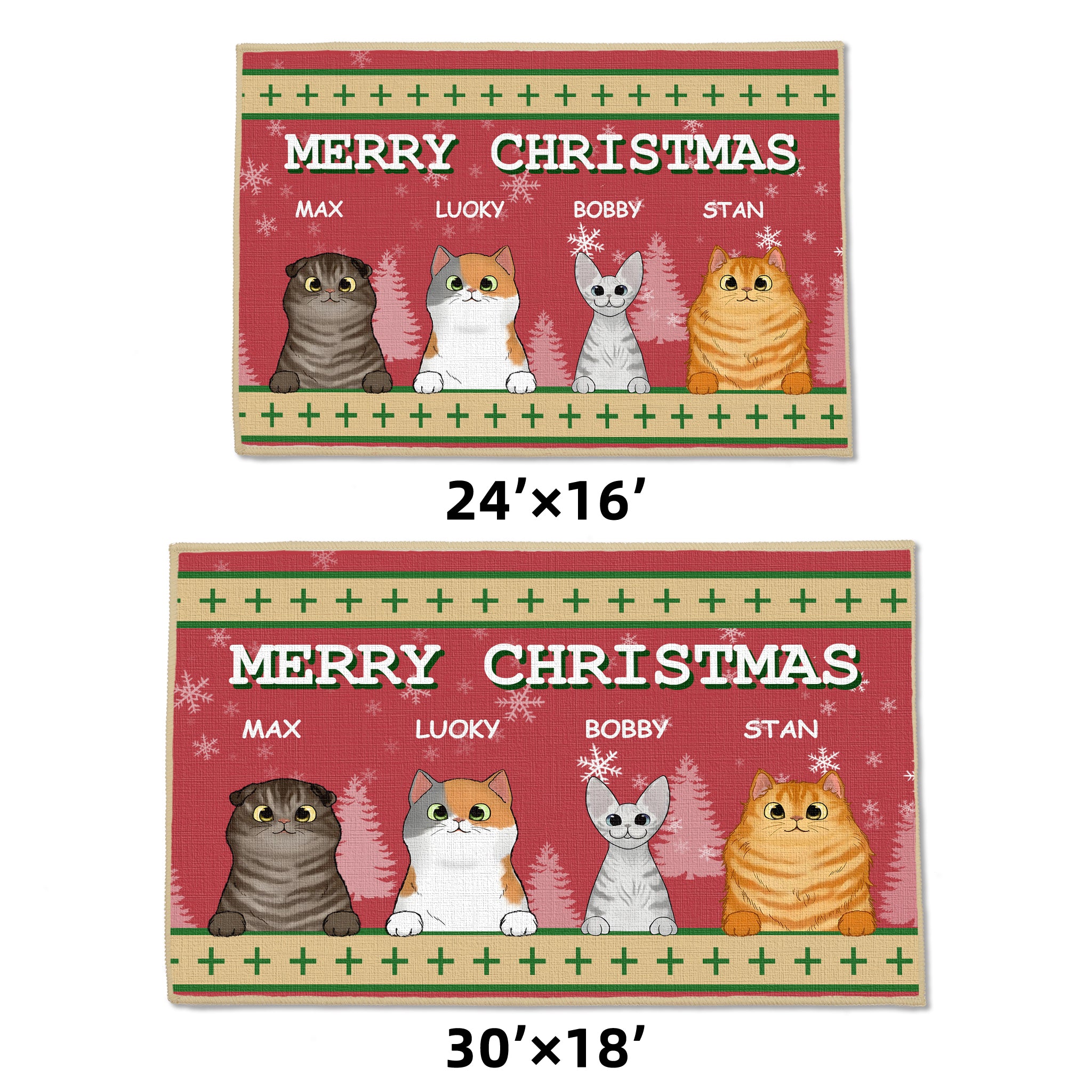 Merry Christmas - Personalized Decorative Mat, Doormat - Christmas Gift For Cat Lovers, Pet Lovers