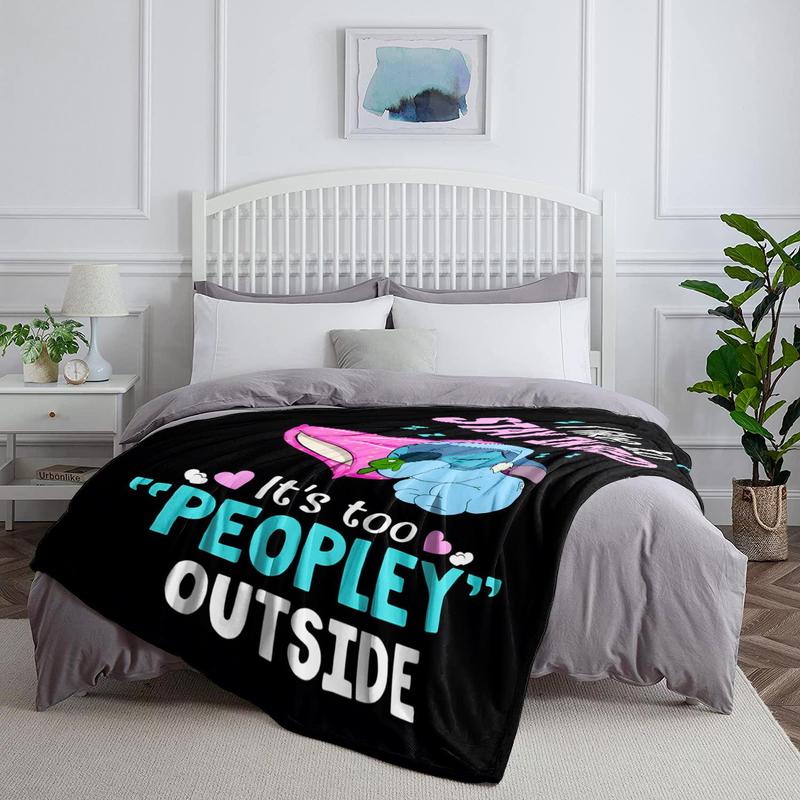 Cute Cartoon Stitch Pattern Soft Comfortable Throw Flannel Blanket