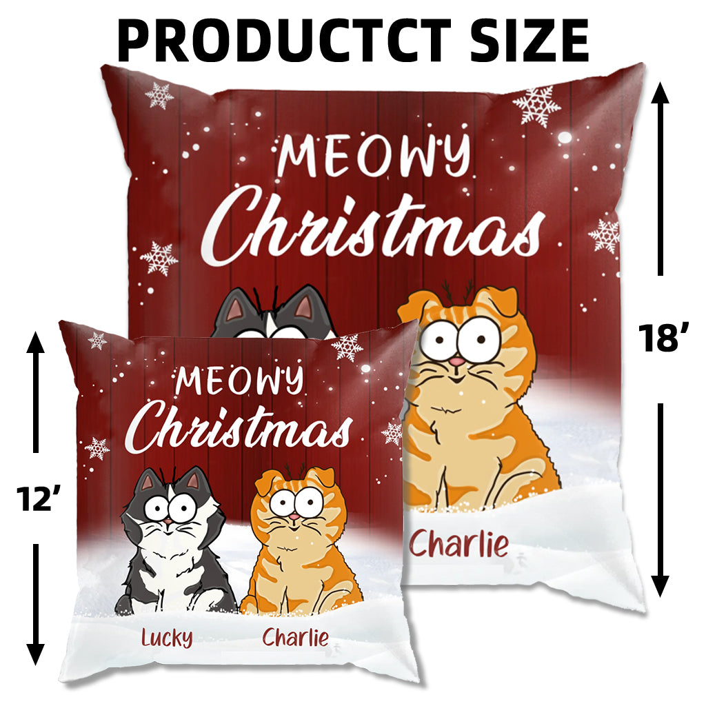 Meowy Christmas - Cat Personalized Custom Pillow - Christmas Gift For Pet Owners, Cat Owners, Cat Lovers