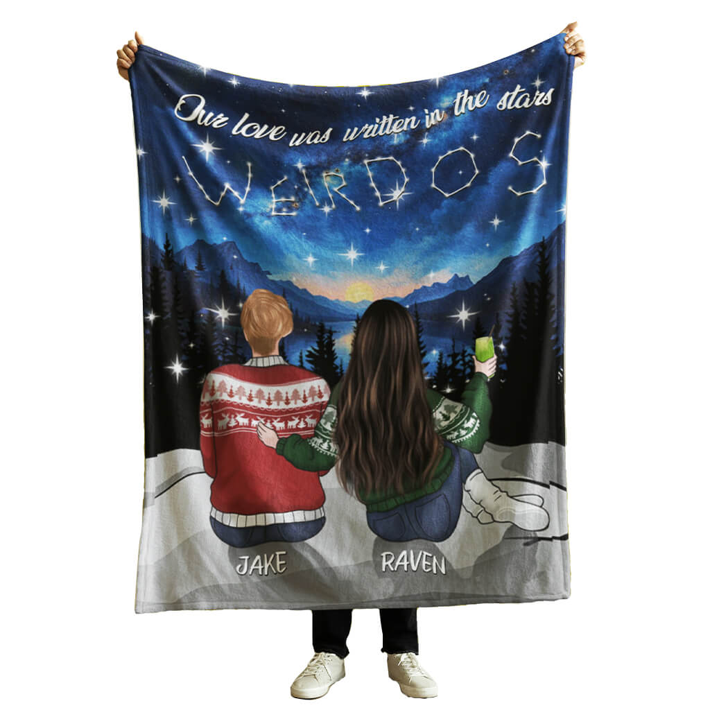 Our Love Is Written In The Stars - Couple Personalized Fleece Blanket, Sherpa Blanket - Christmas Gifts For Couples, Lovers, Husband Wife, Anniversary