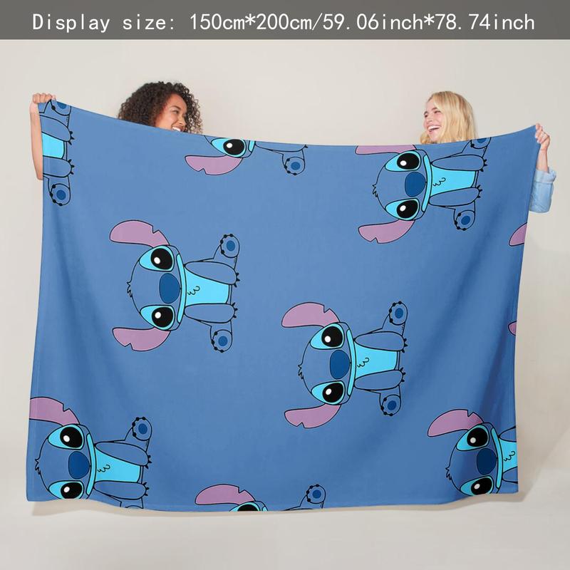 Stitch Themed Pattern Flannel Blanket Cozy Soft Throw