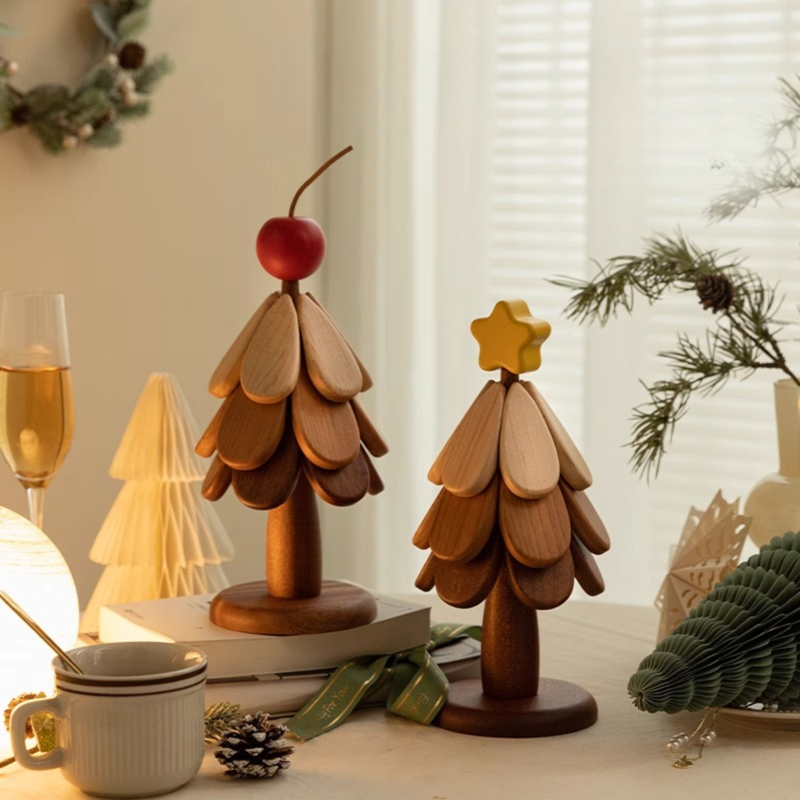 Foldable Wooden Christmas Tree Coaster