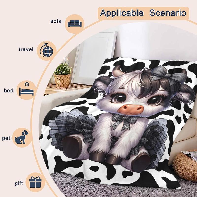 Cute Cow Pattern Blanket Soft and Comfortable