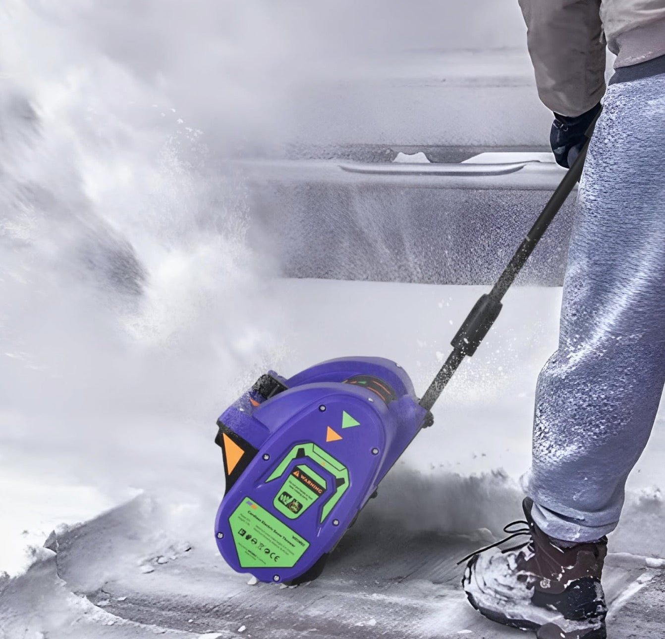 MekiPow Cordless Snow Shovel, 20V 12-Inch Battery Powered Snow Thrower