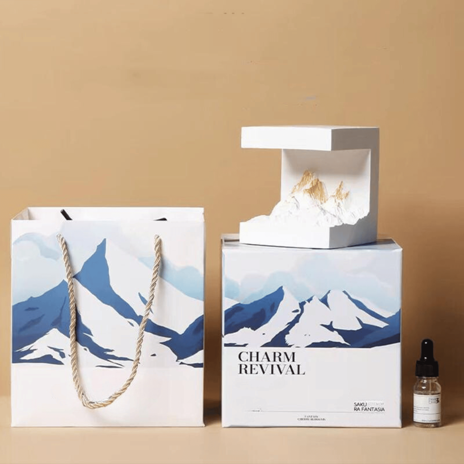 Mountain Design Aromatherapy Stone & 10ML Essential Oil with Gift Box, Home Fragrance For Living Room