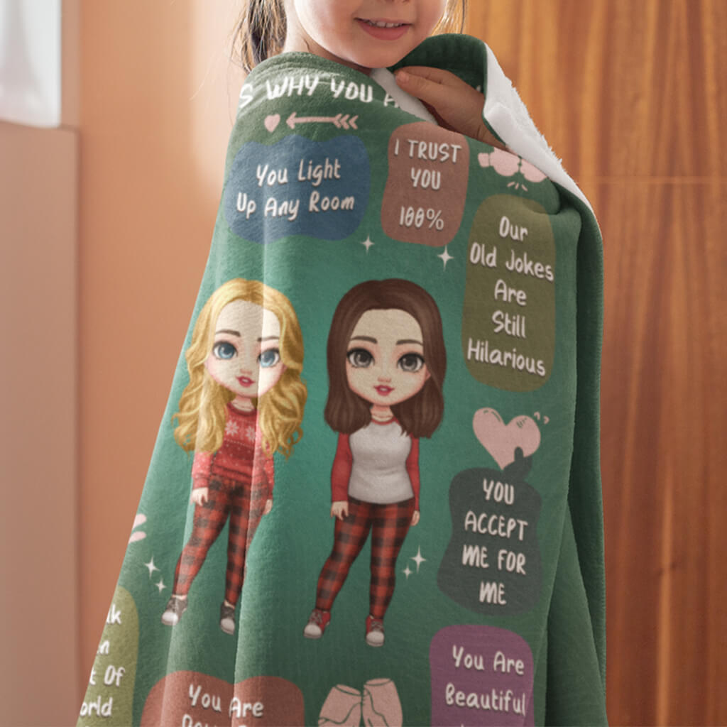 10 Reasons Why You Are My Bestie-Personalized Custom Fleece Blanket, Sherpa Blanket -  Perfect Christmas Gift for Sisters, Colleagues, Friends, Birthday