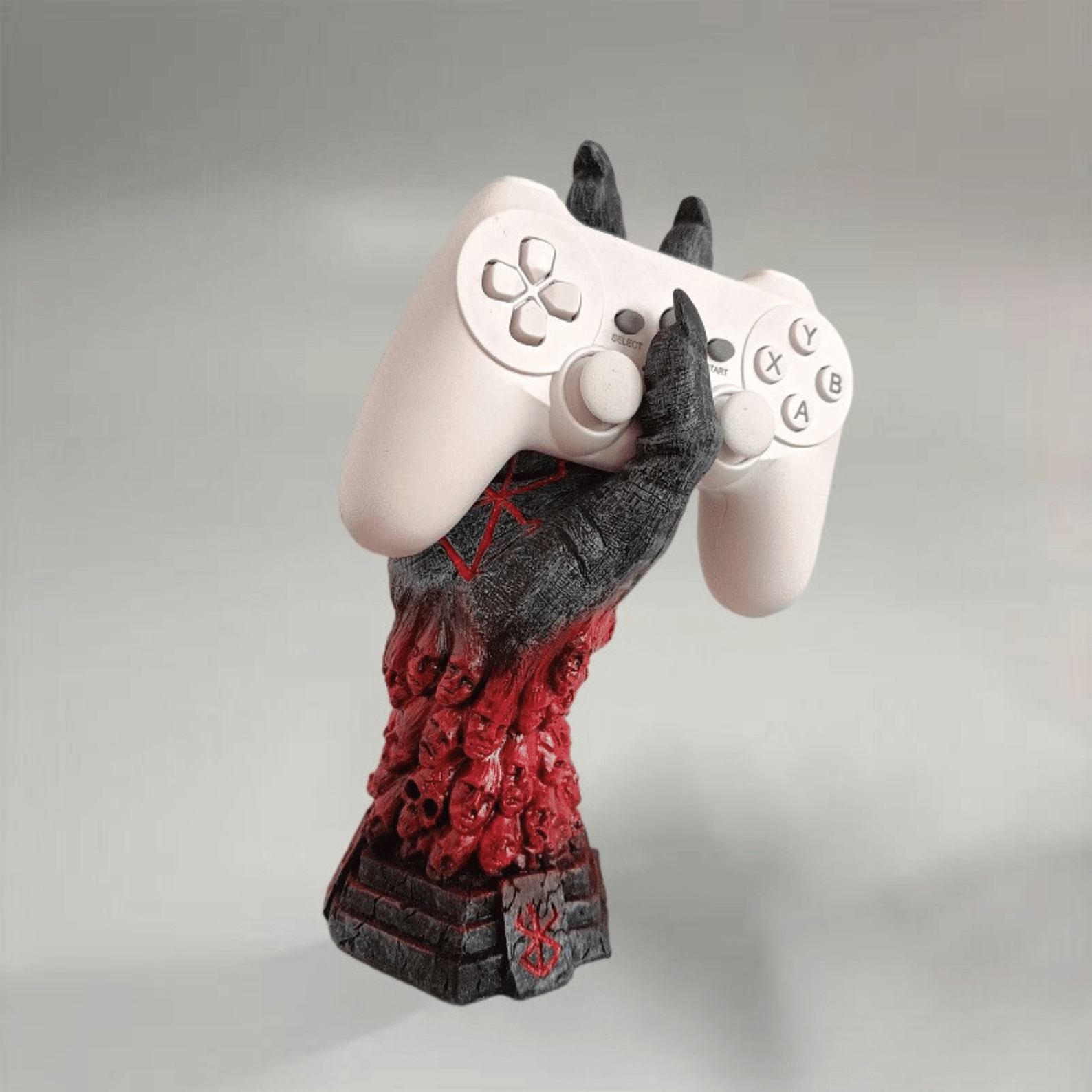 Red Cyberpunk Mechanical Hand Design Resin Ornament Game Controller Holder