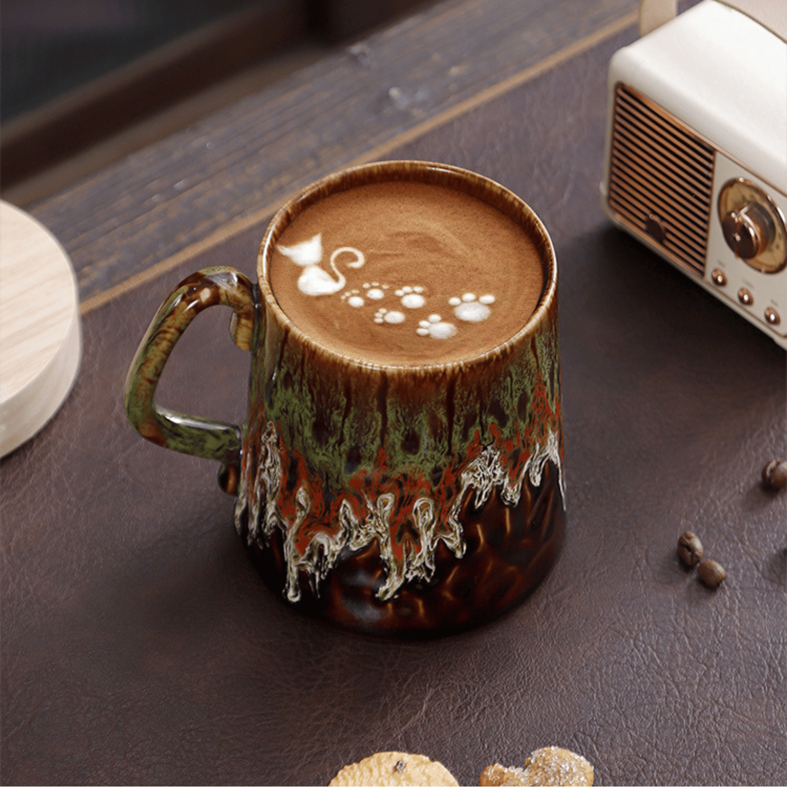 Artistic Ceramic Coffee Mug with Molten Glaze