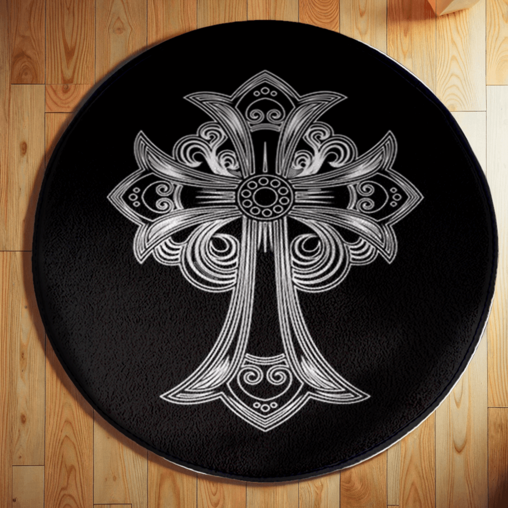 Black And White Creative Pattern Round Non-Slip Soft And Comfortable Floormat