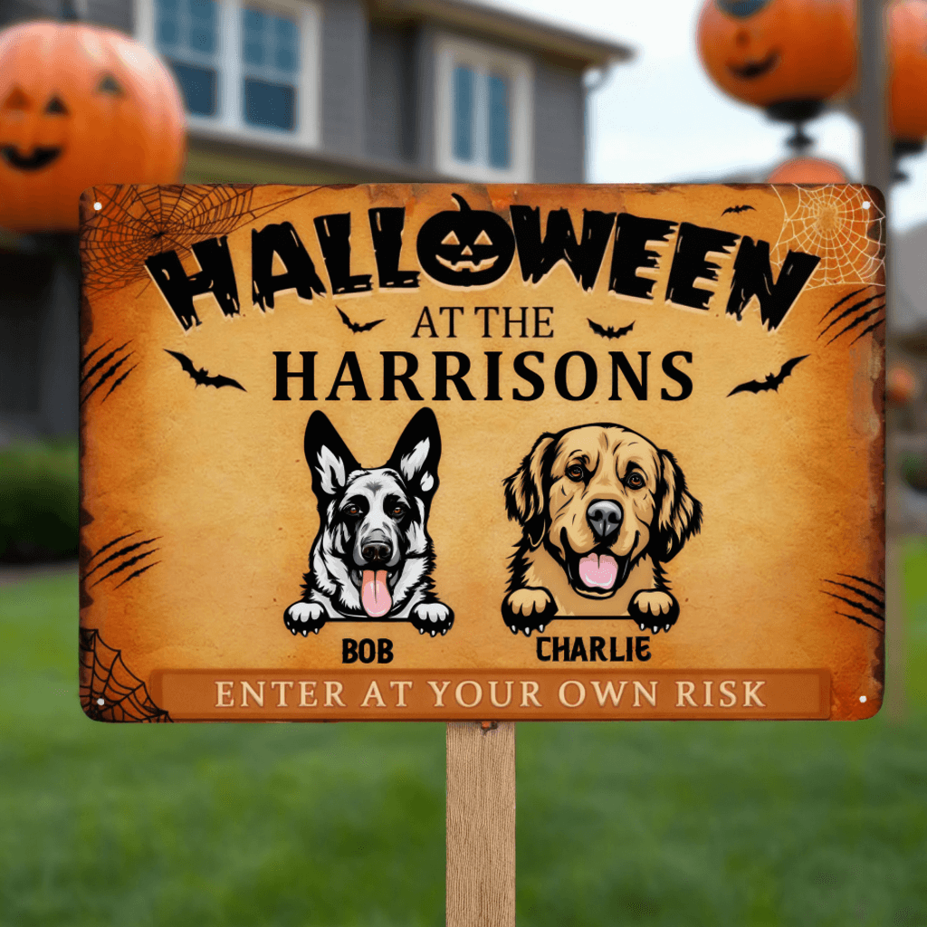 Halloween Is Coming To Town - Personalized Custom Metal Sign - Halloween Gift For Dog Lovers, Pet Lovers