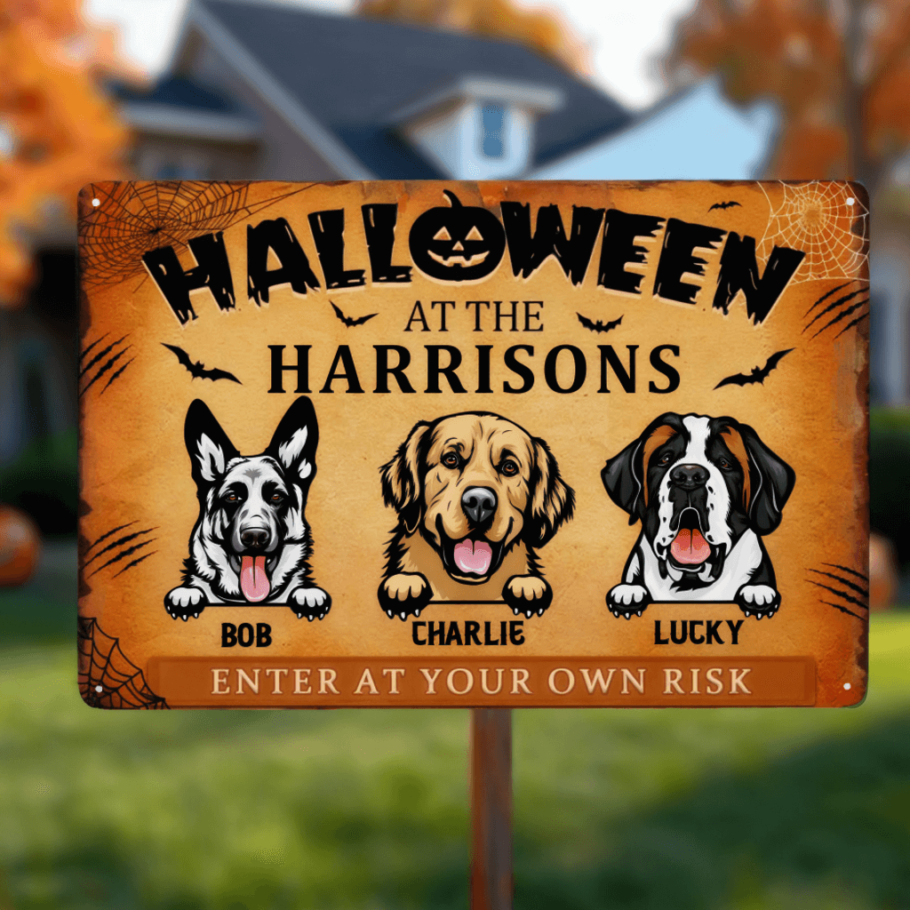 Halloween Is Coming To Town - Personalized Custom Metal Sign - Halloween Gift For Dog Lovers, Pet Lovers