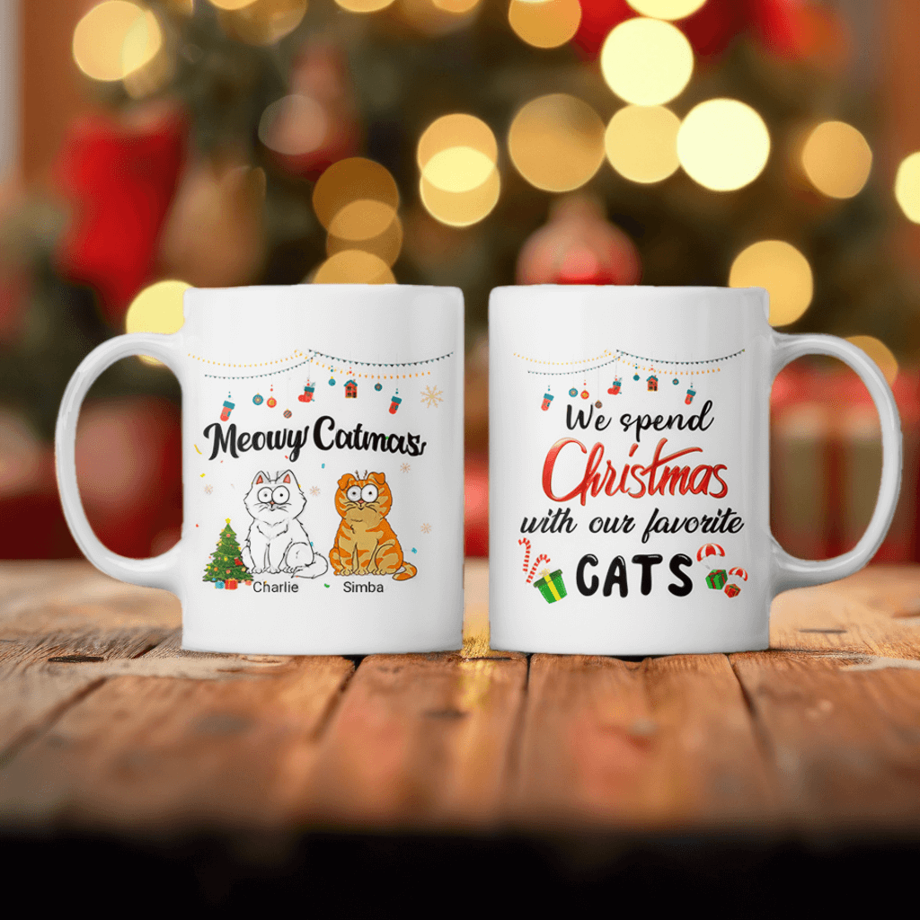 Meowy Catmas - Personalized Cat Mug - Christmas Gift for Pet Owners and Pet Lovers