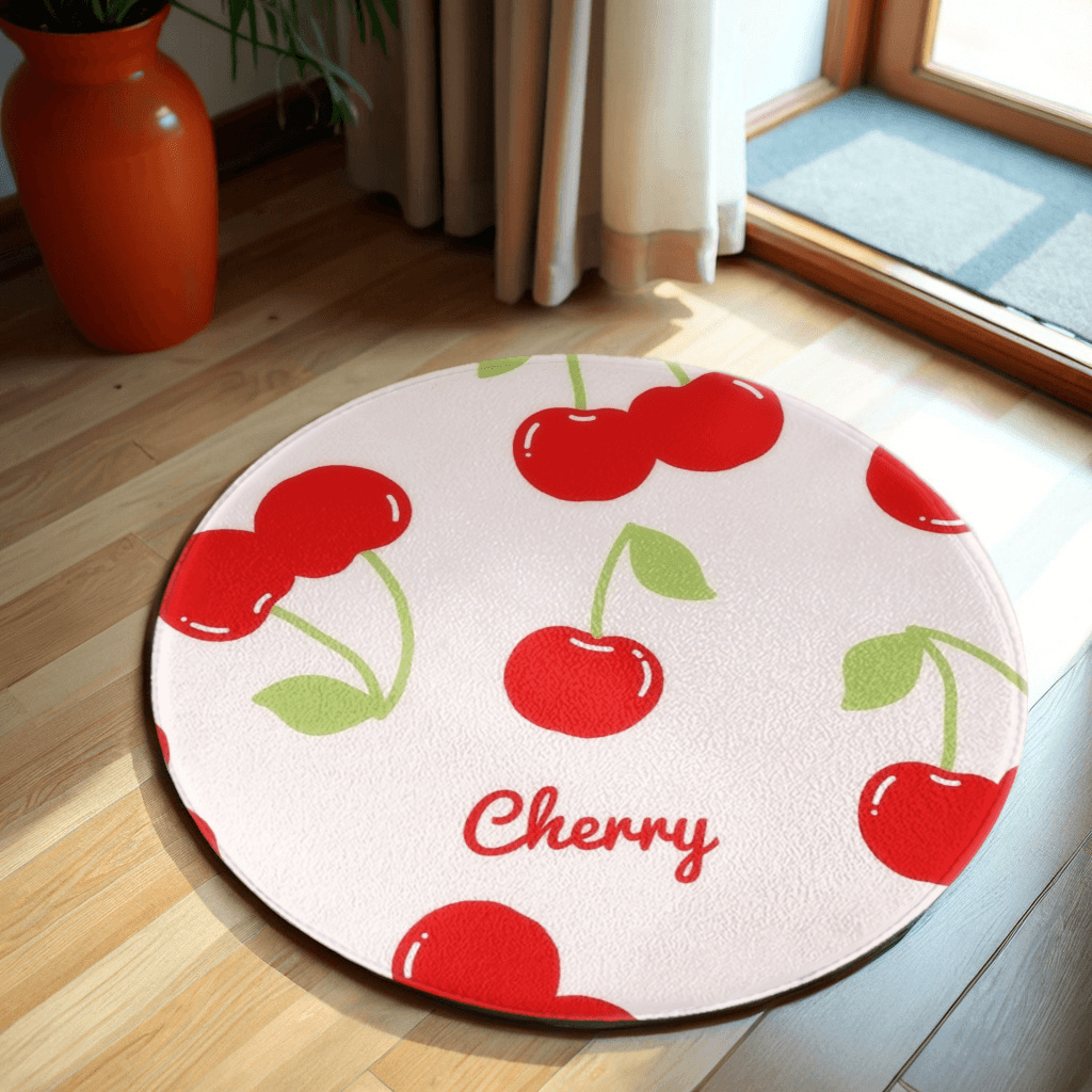 Cherry Creative Pattern Round Non-Slip Soft Comfortable Floormat