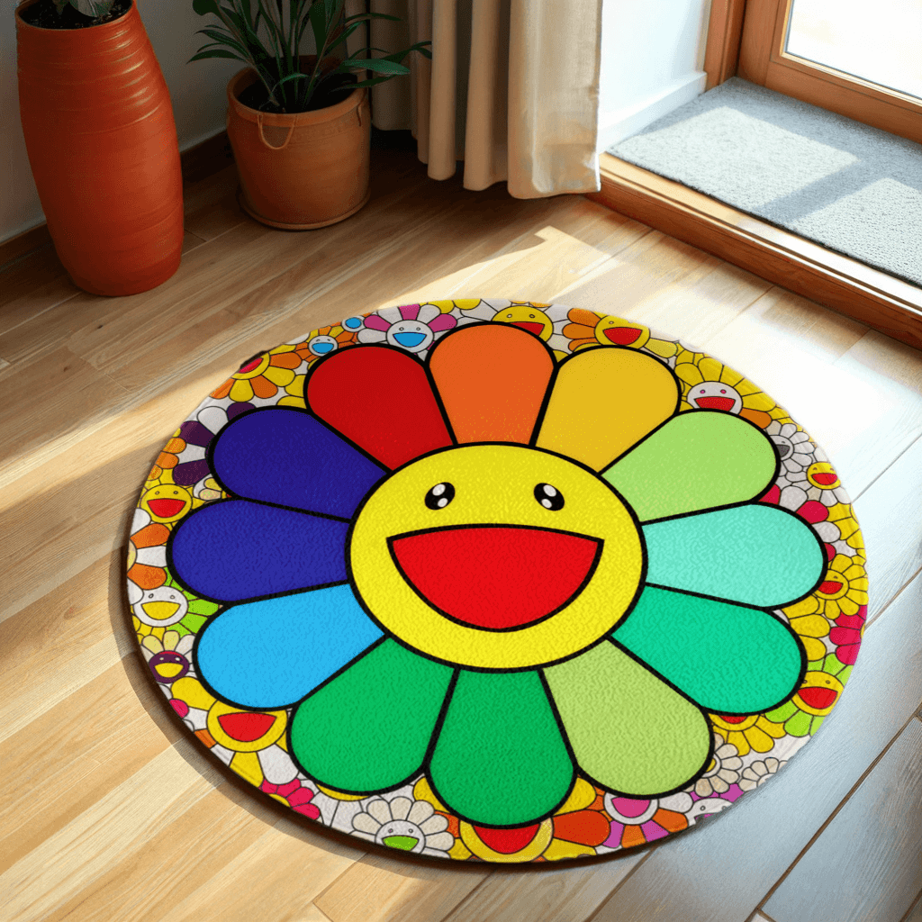 Sunflower Creative Pattern, , Round Non-Slip Soft And Comfortable Floormat