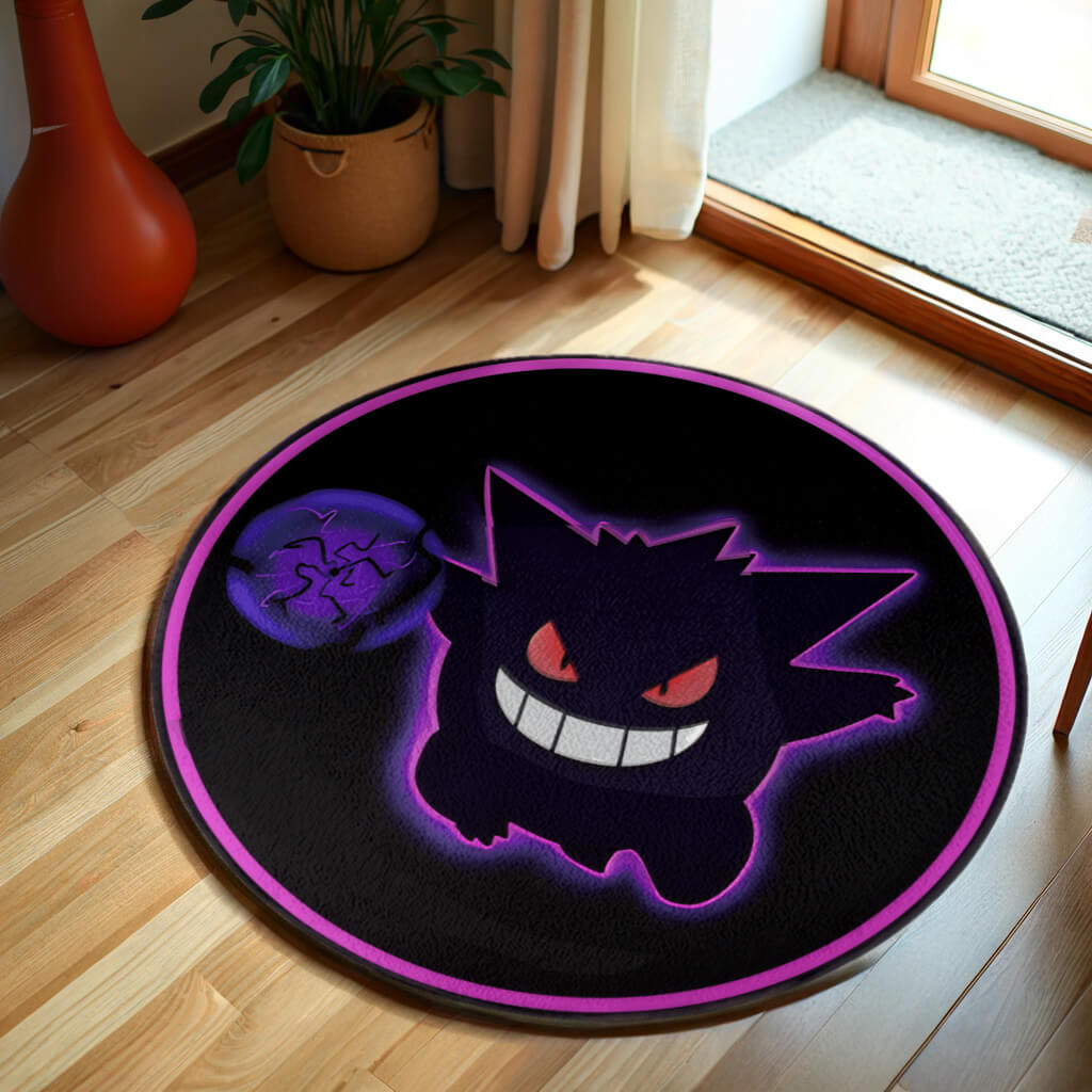 Cute Pokémon Little Gengar Black Round Non-slip Soft and Comfortable Floormat