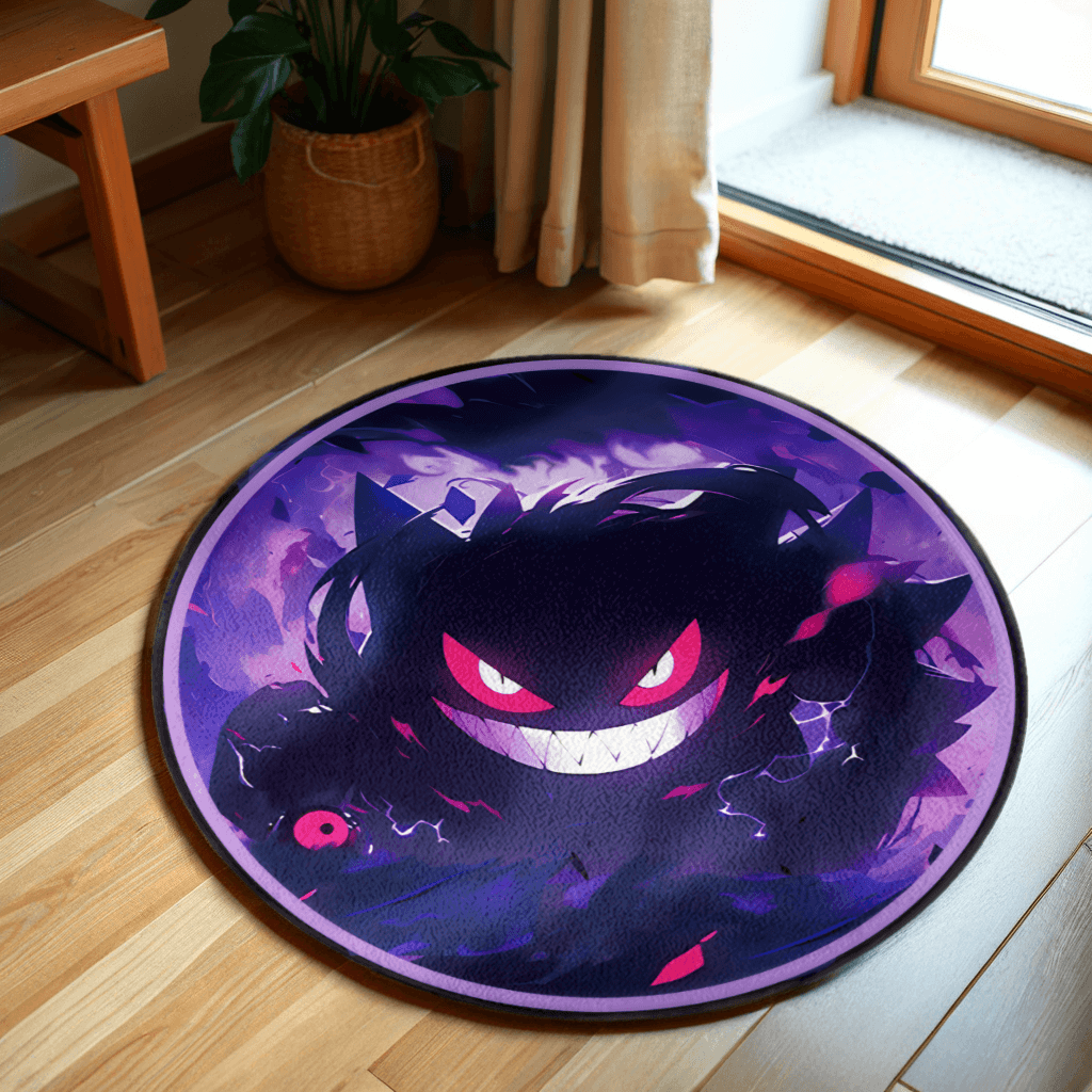 Funny Cartoon Pokémon Gengar Elf  Round Non-slip Soft and Comfortable Floormat