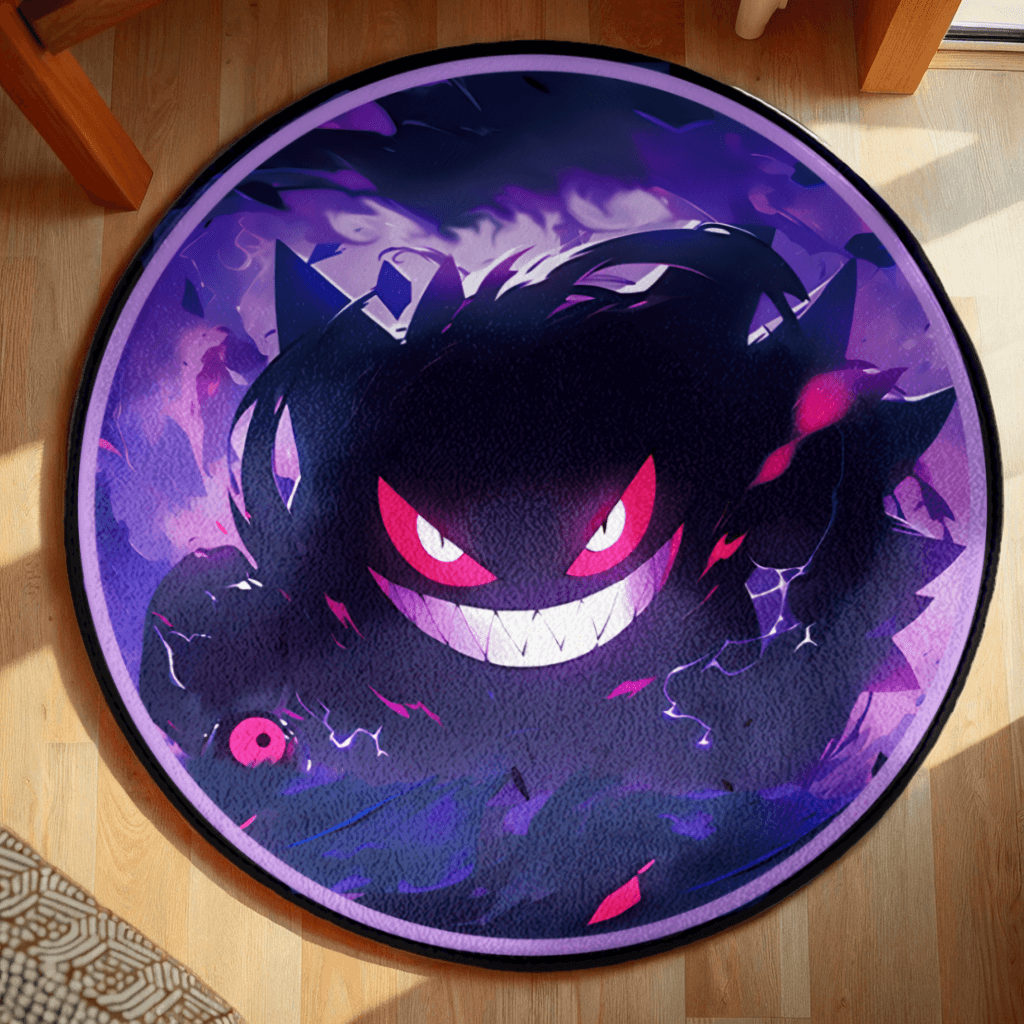 Funny Cartoon Pokémon Gengar Elf  Round Non-slip Soft and Comfortable Floormat