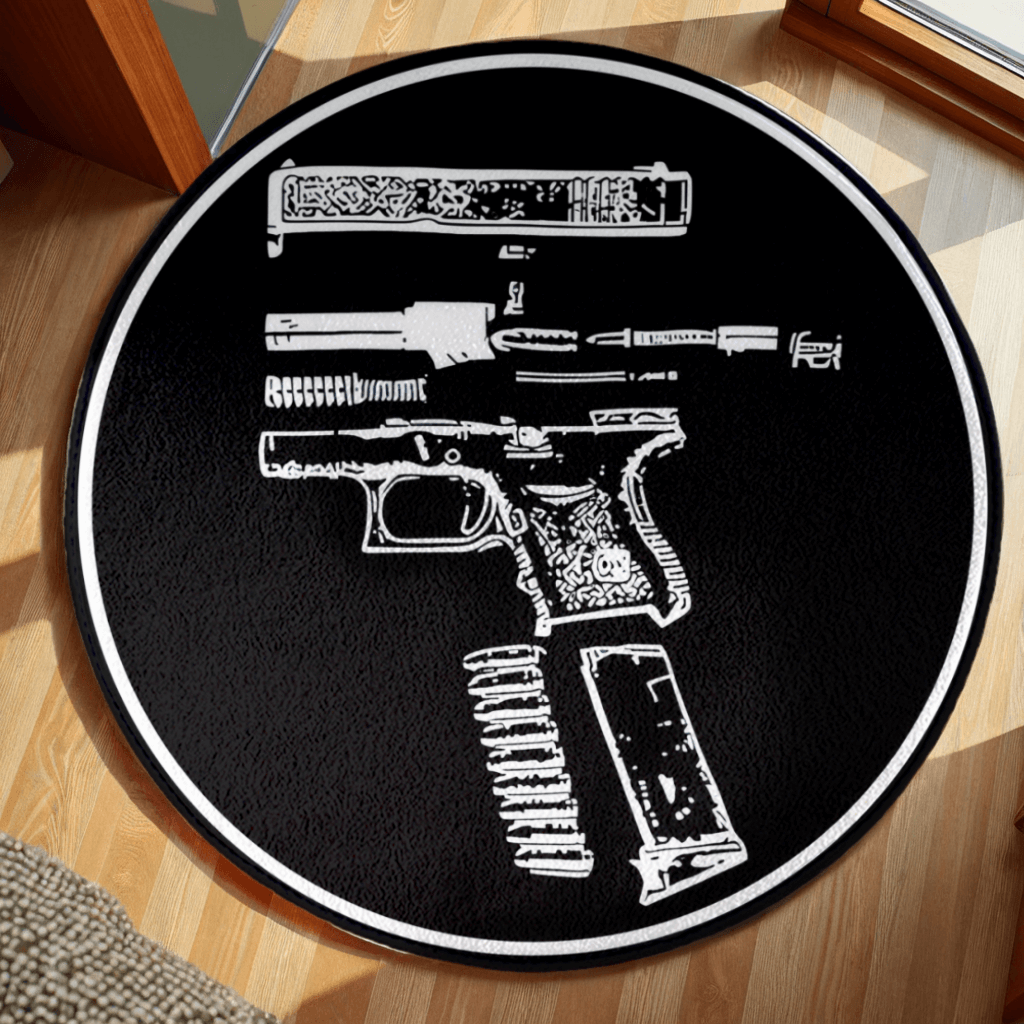 Creative Pistol Pattern Round Non-Slip Soft Comfortable Floormat