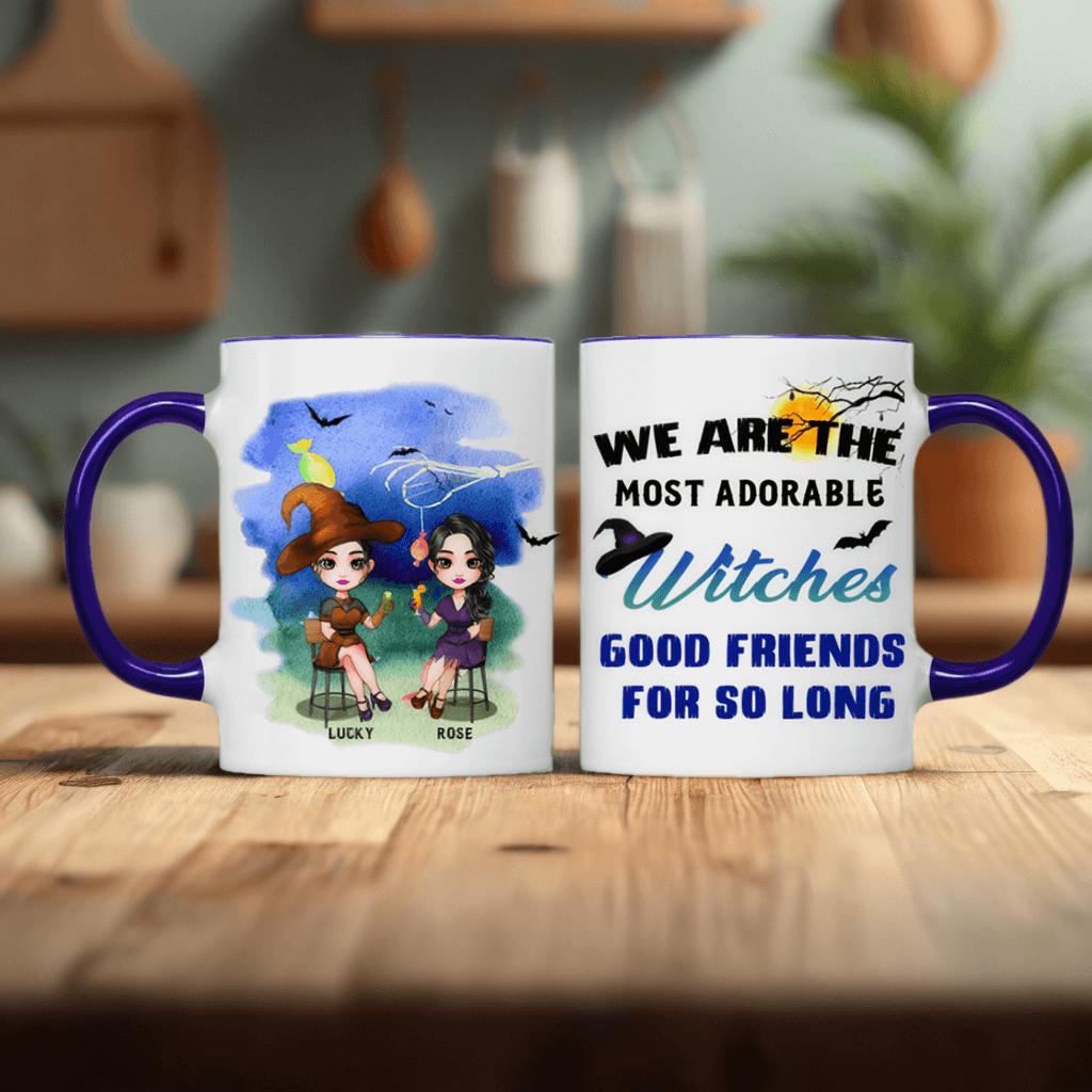 We Are The Most Adorable Witches Good Friends For So Long - Personalized Accent Mugs - Halloween Gifts For Besties, Sisters, Best Friends