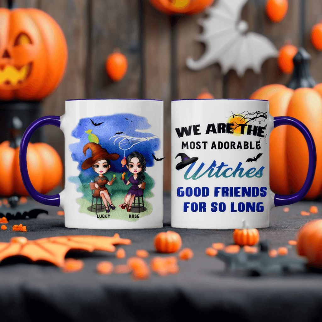 We Are The Most Adorable Witches Good Friends For So Long - Personalized Accent Mugs - Halloween Gifts For Besties, Sisters, Best Friends