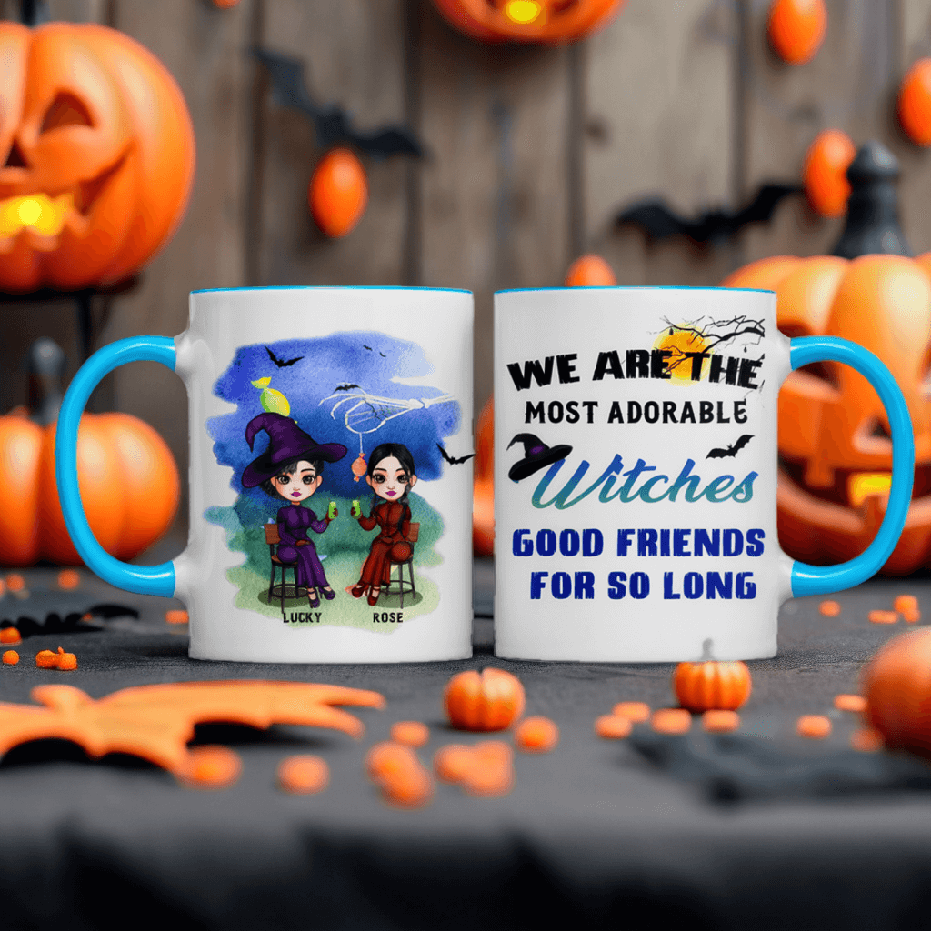 We Are The Most Adorable Witches Good Friends For So Long - Personalized Accent Mugs - Halloween Gifts For Besties, Sisters, Best Friends