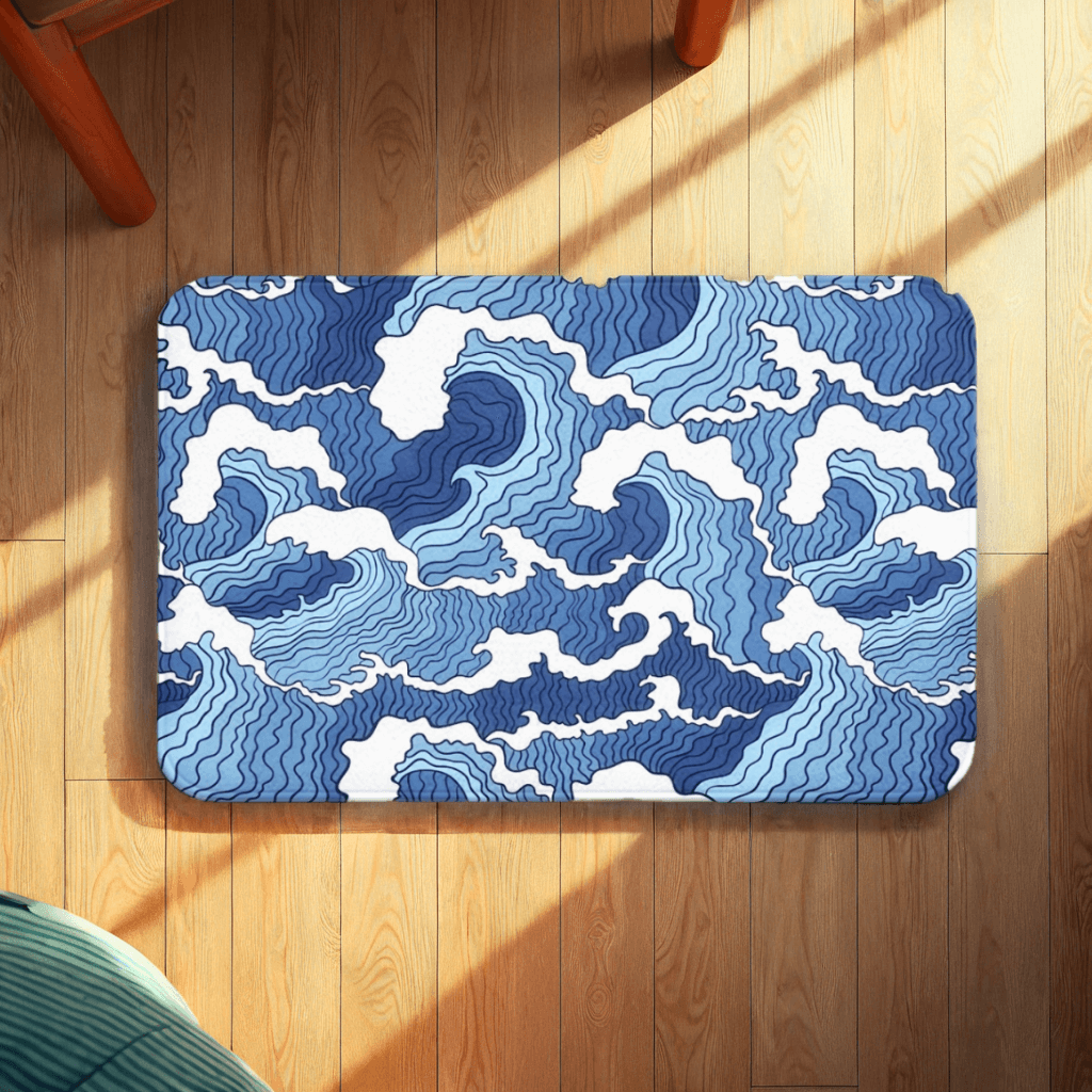 Abstract Big Wave, Rectangular Non-Slip Soft And Comfortable Floormat