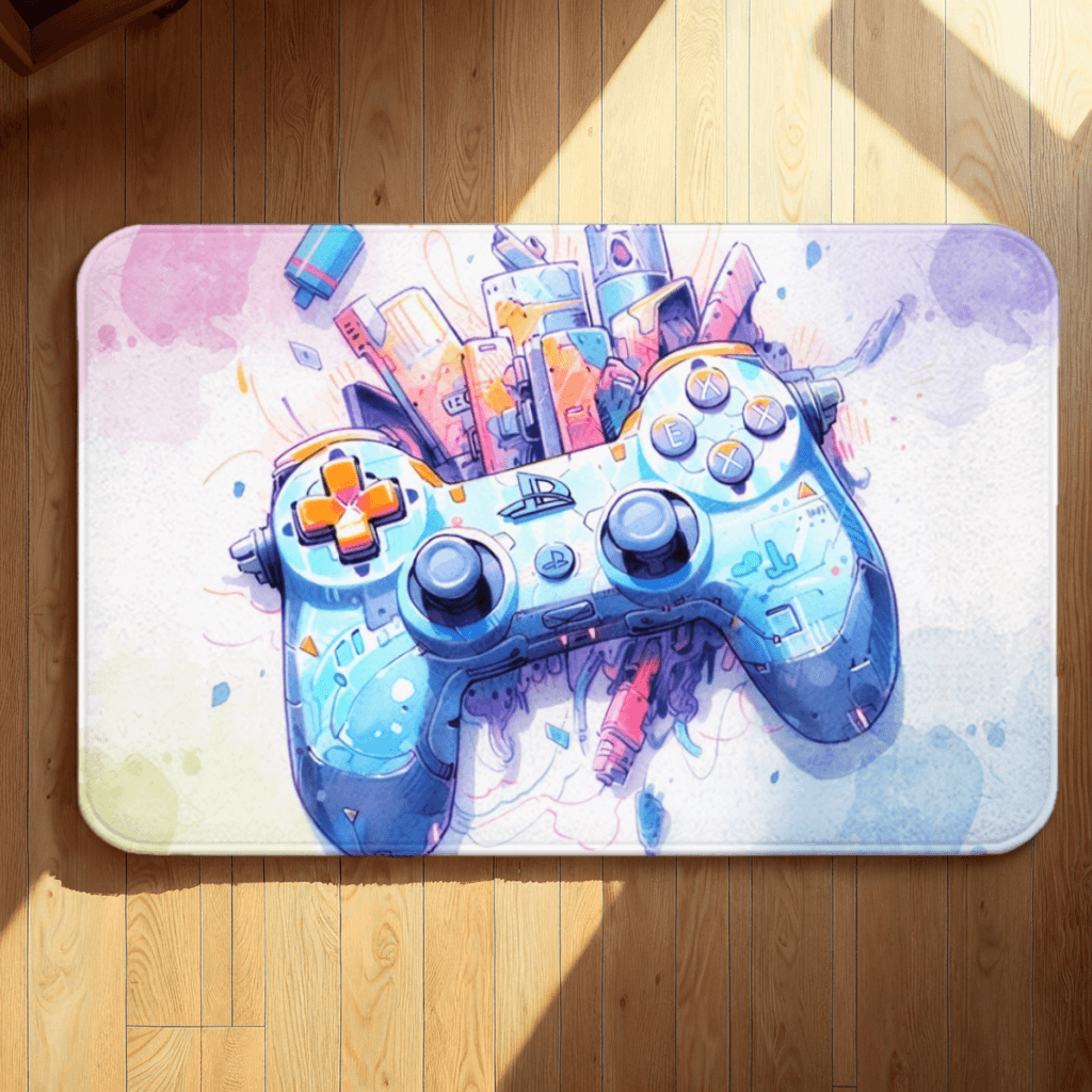 Hand-Painted Style Game Controller Rectangular Non-Slip Soft And Comfortable Floormat