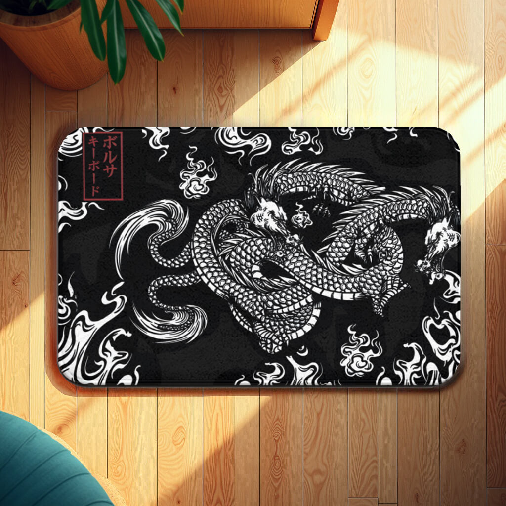 Japanese Cool Dragon Pattern, Rectangular Non-Slip Soft And Comfortable Floormat