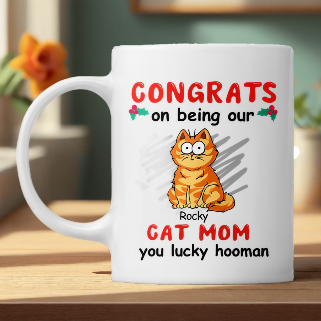 You Lucky Hooman - Cat Personalized Mug - Perfect Christmas Gift For Pet Owners, Pet Lovers