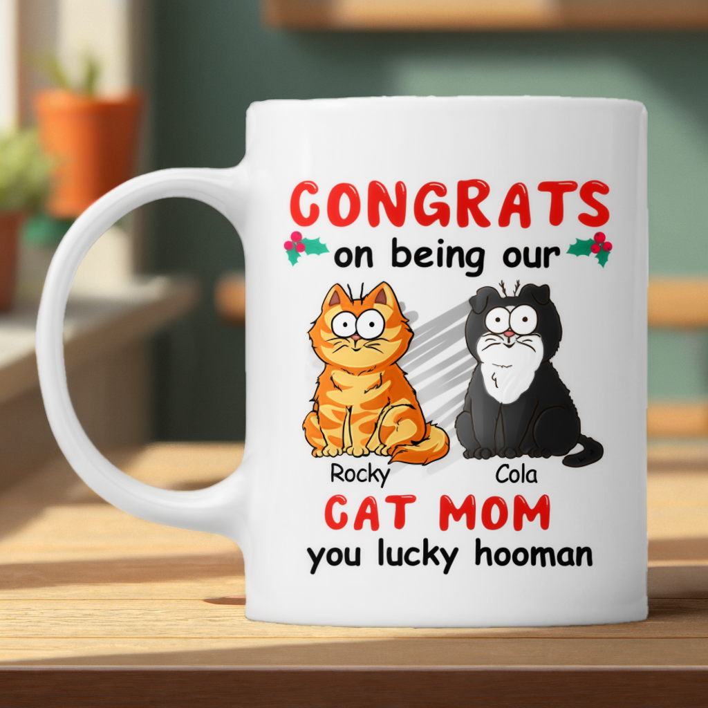 You Lucky Hooman - Cat Personalized Mug - Perfect Christmas Gift For Pet Owners, Pet Lovers