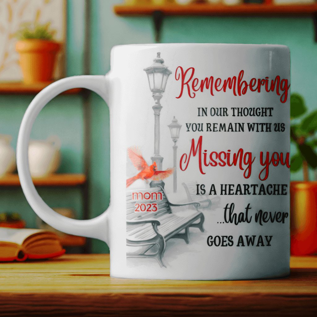 In Our Thought You Remain With Us - Memorial Personalized Custom Mug - Sympathy, Memorial Gift For Family Members, Mom, Dad