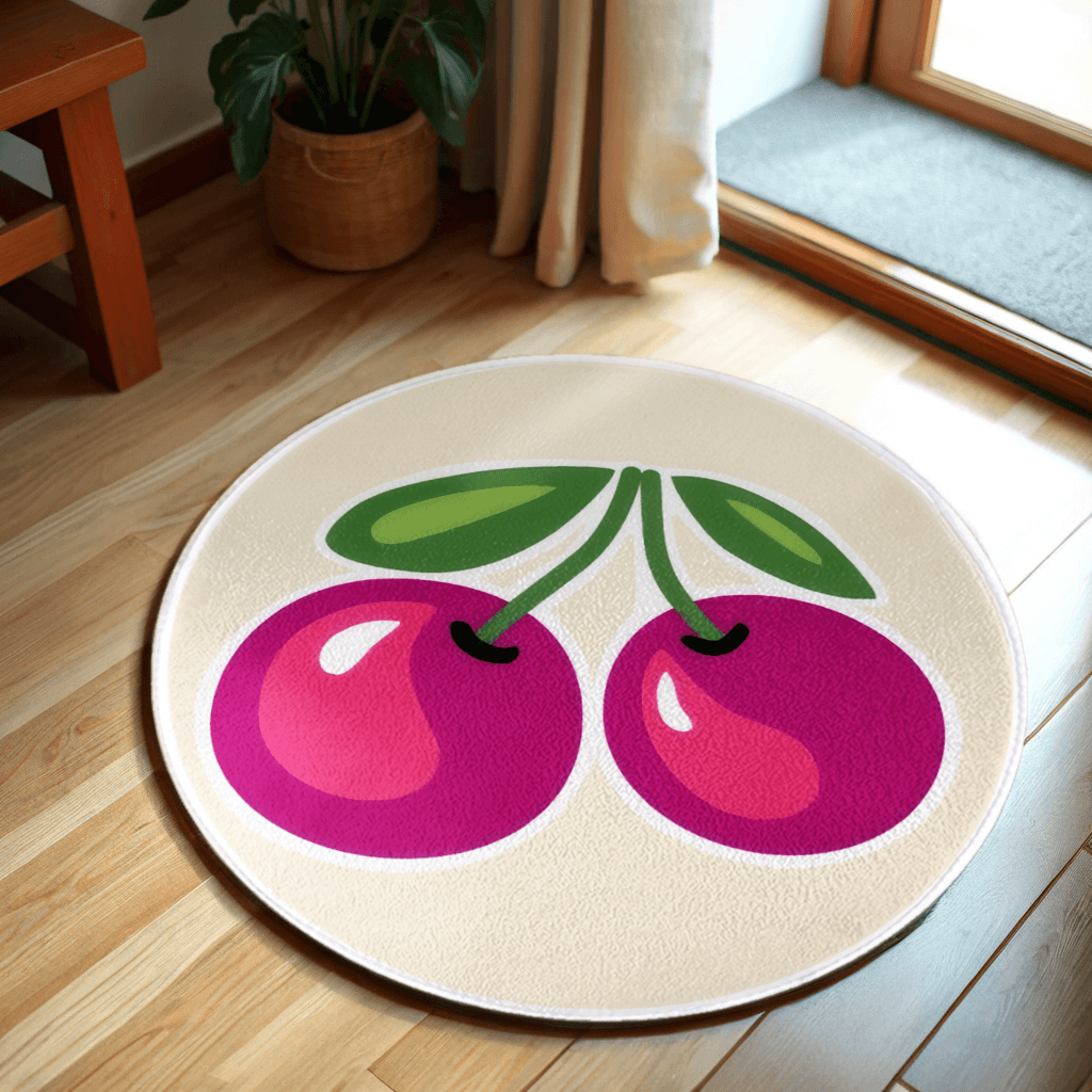 Cherry  Round Non-Slip Soft Comfortable Floormat