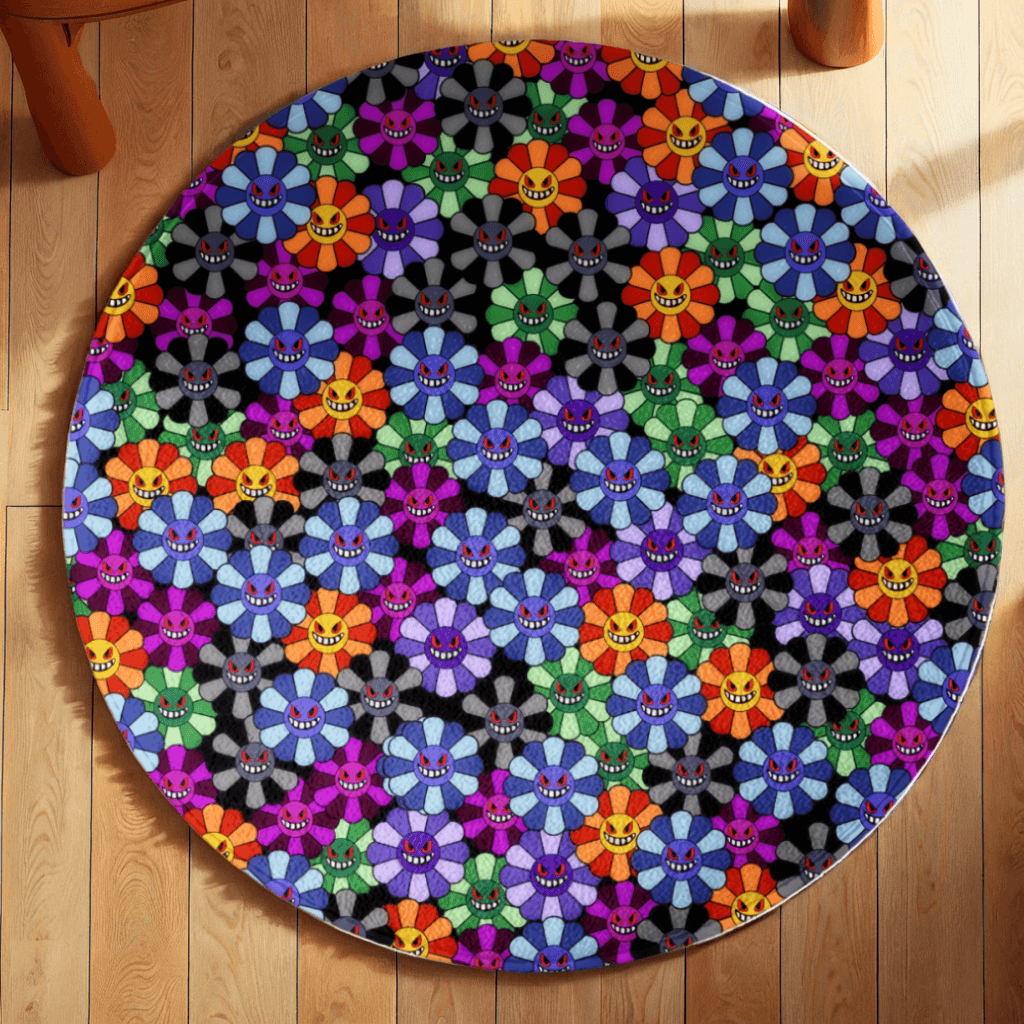 Funny Expression Sunflower Creative,  Round Non-Slip Soft And Comfortable Floormat