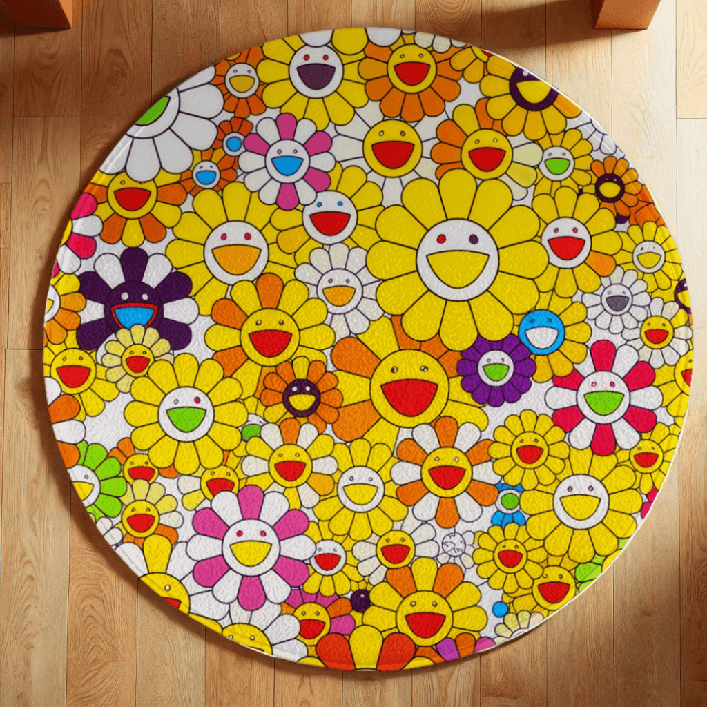 Sunflower Creative Pattern Stacking, Round Non-Slip Soft And Comfortable Floormat