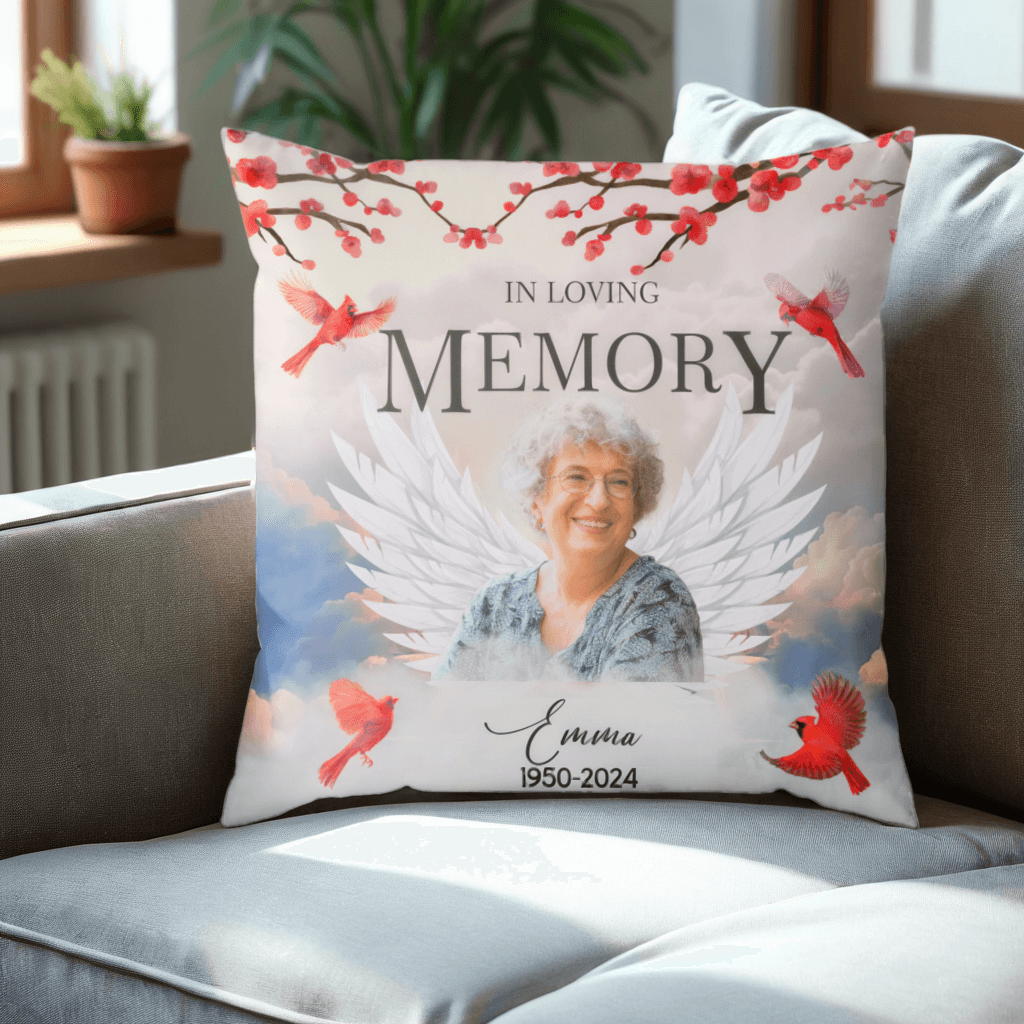 Custom Photo In Loving Memory - Memorial Personalized Custom Pillow - Sympathy, Memorial Gift For Family Members, Friends