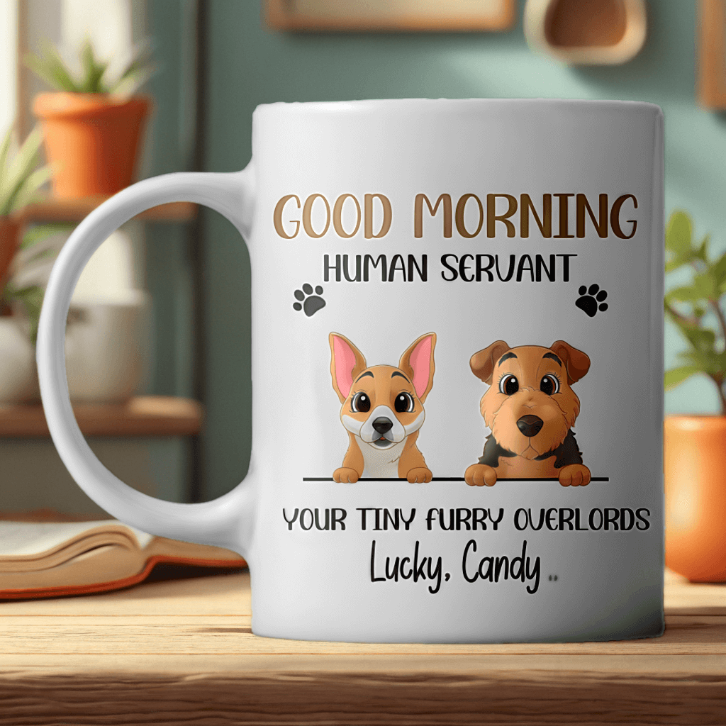 Good Morning Human Servant -  Dogs Personalized Mug - Gift For Pet Lovers, Dog Lovers