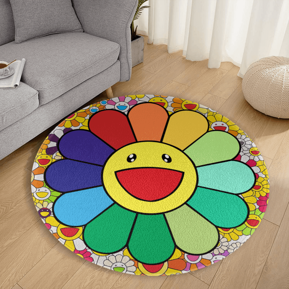 Sunflower Creative Pattern, , Round Non-Slip Soft And Comfortable Floormat