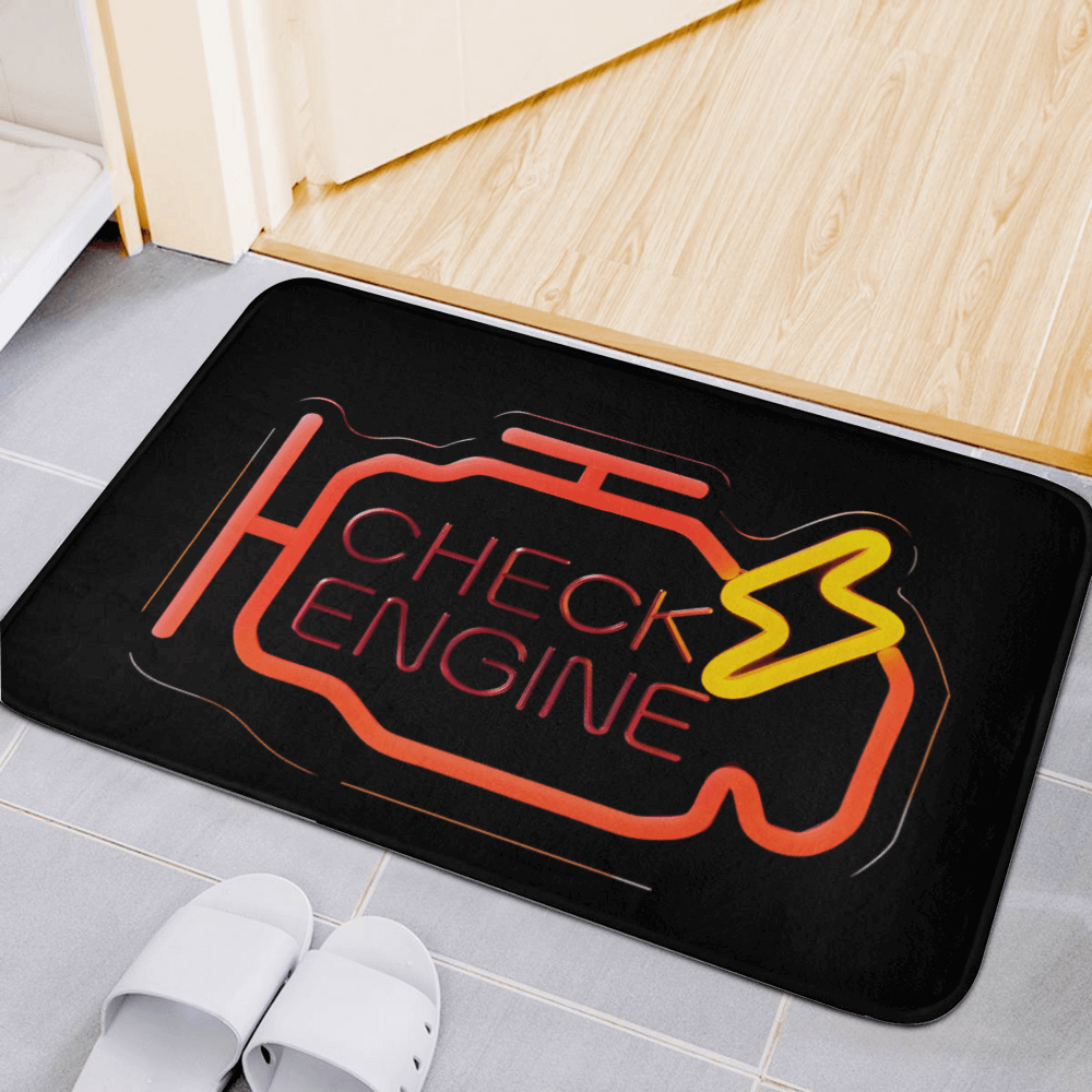 Check Engine Design, Rectangular Non-Slip Soft And Comfortable Floormat