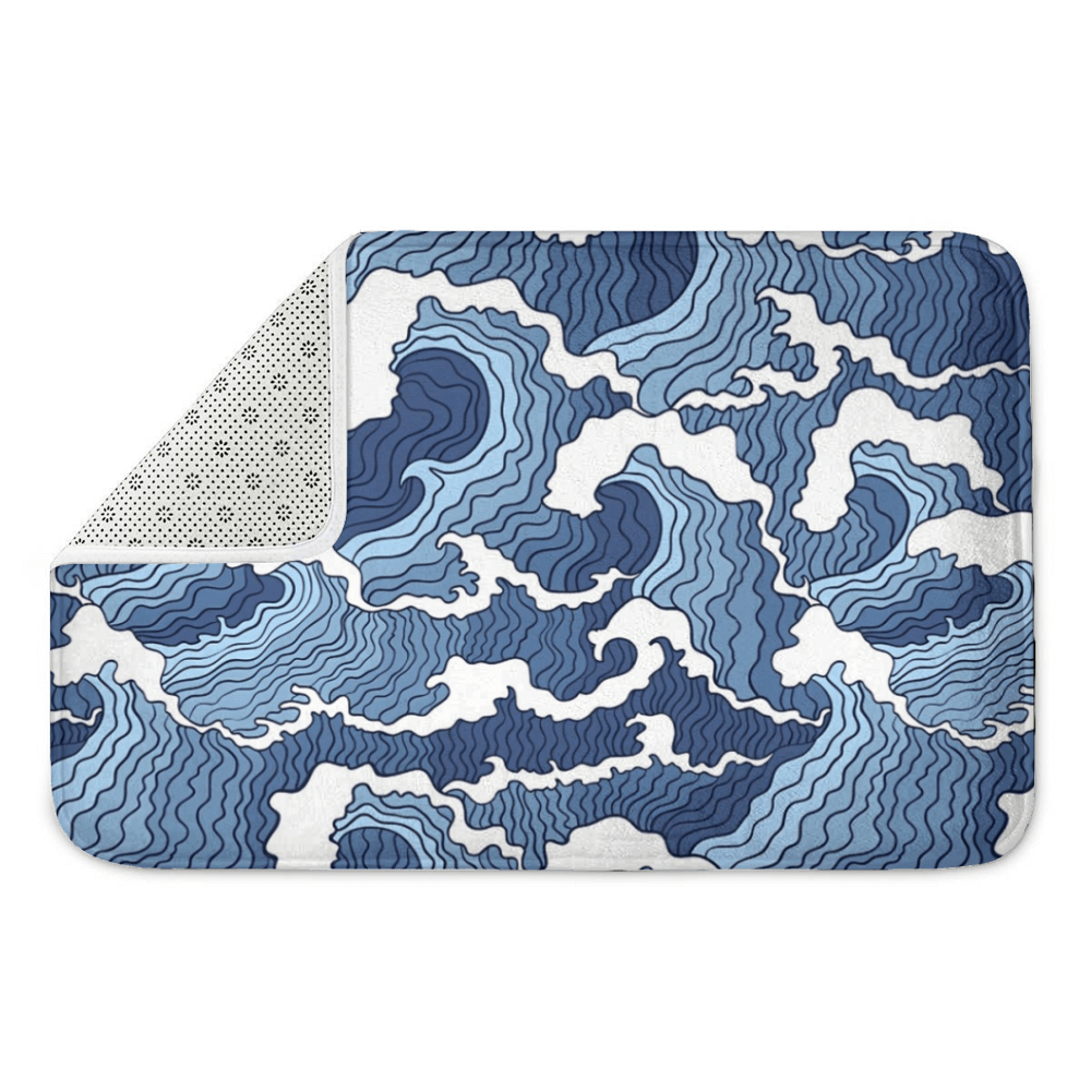 Abstract Big Wave, Rectangular Non-Slip Soft And Comfortable Floormat