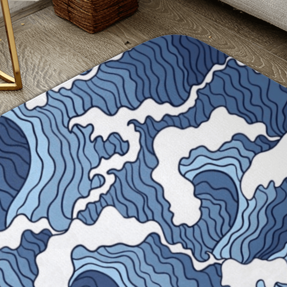 Abstract Big Wave, Rectangular Non-Slip Soft And Comfortable Floormat