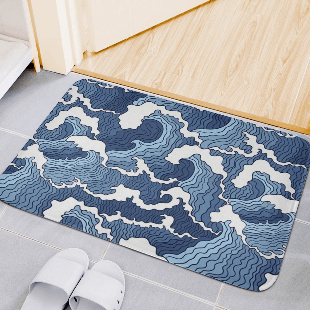 Abstract Big Wave, Rectangular Non-Slip Soft And Comfortable Floormat