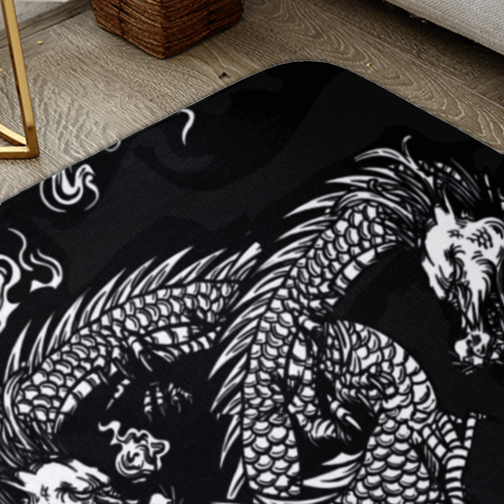 Japanese Cool Dragon Pattern, Rectangular Non-Slip Soft And Comfortable Floormat