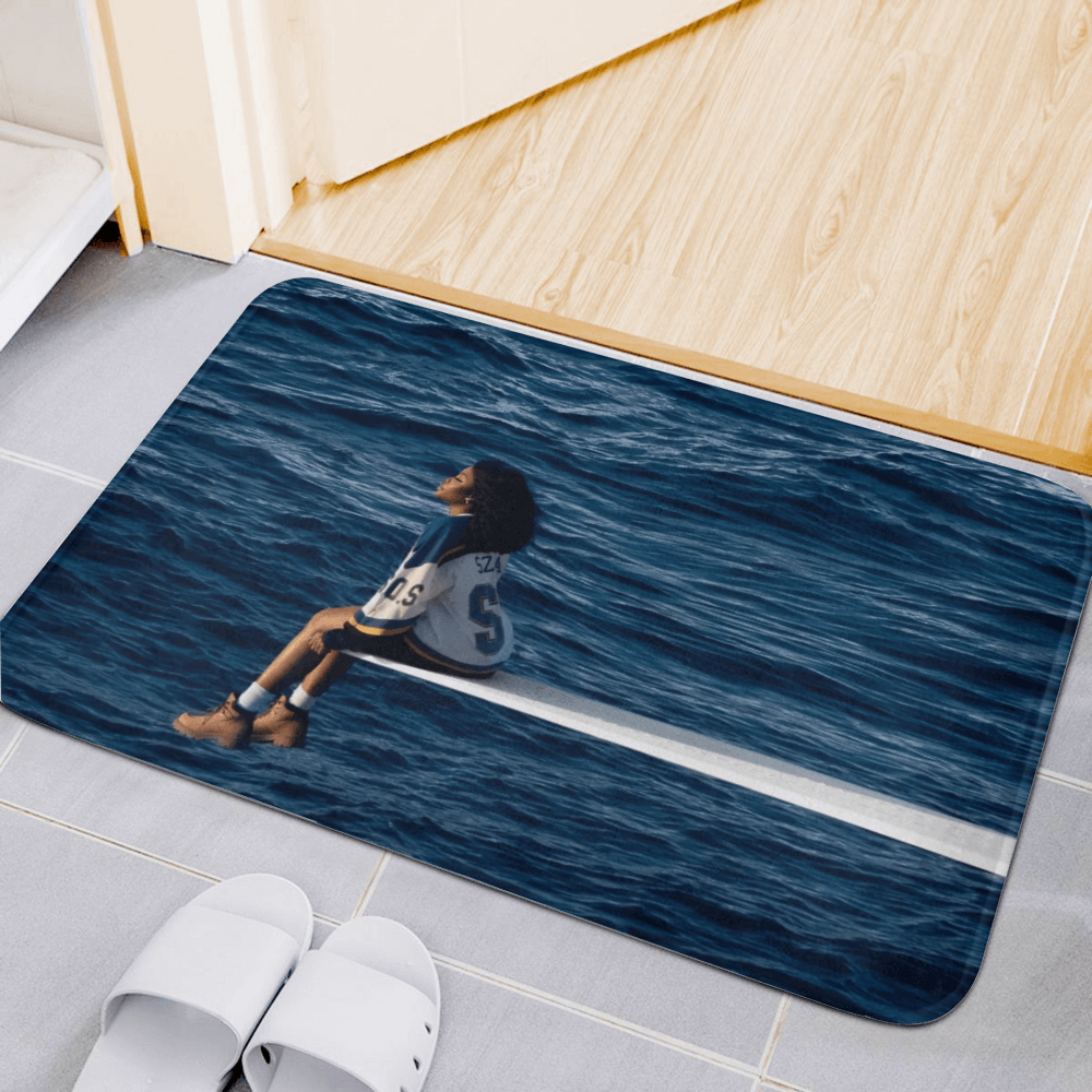 Sea Waves And Little Girl, Rectangular Non-Slip Soft And Comfortable Floormat