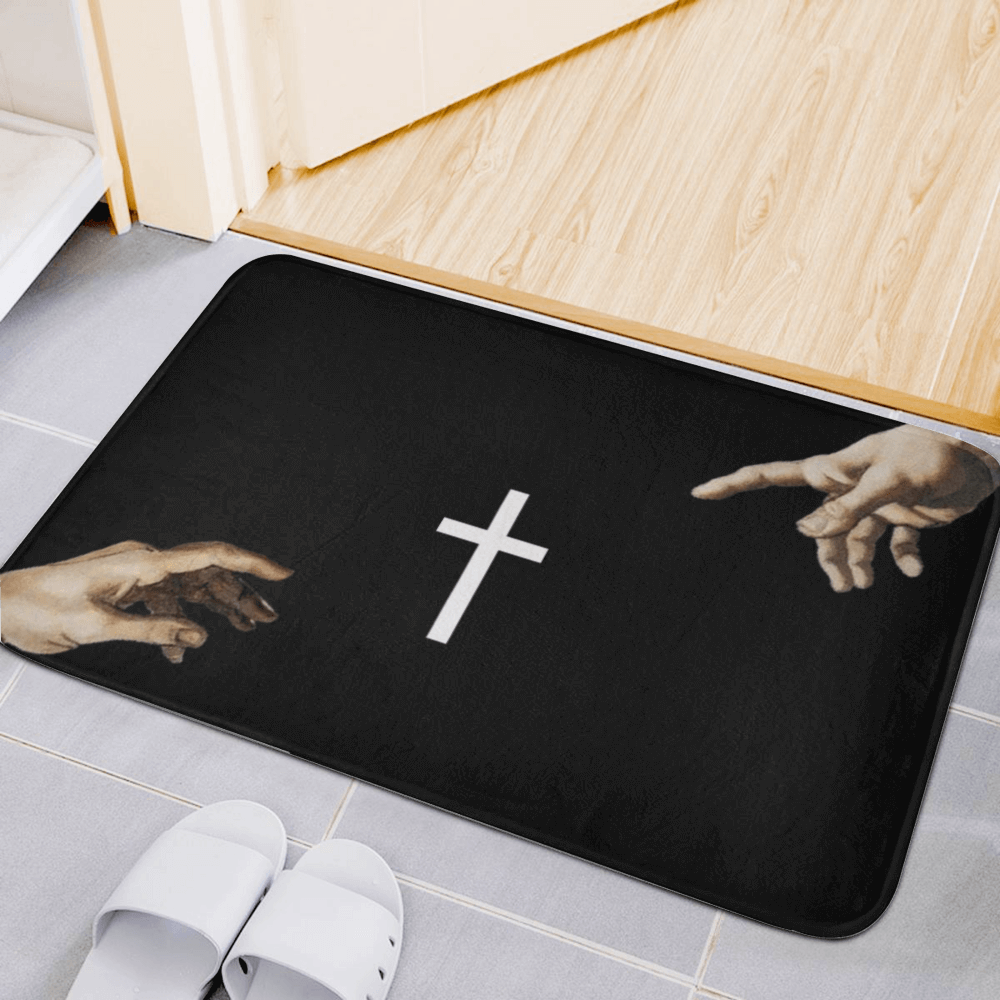 Cross Jesus Pattern, Rectangular Non-Slip Soft And Comfortable Floormat